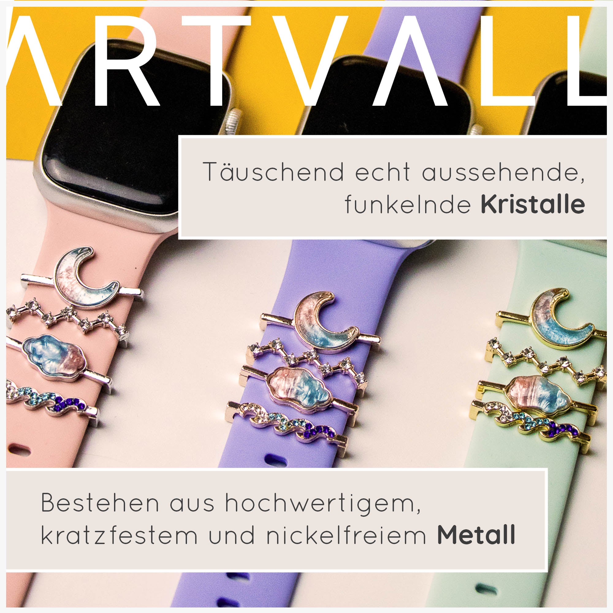Apple Watch Charms Set verschiebbar Metall Anhänger Schmuckzubehör 