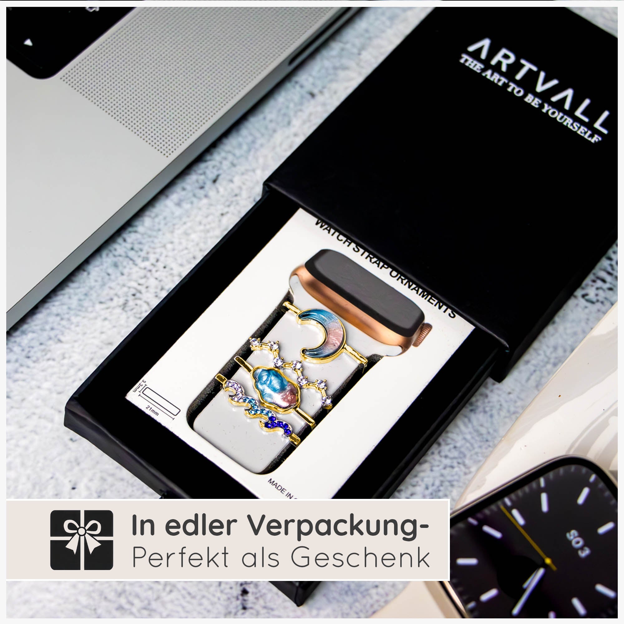 Apple Watch Charms Set verschiebbar Metall Anhänger Schmuckzubehör 