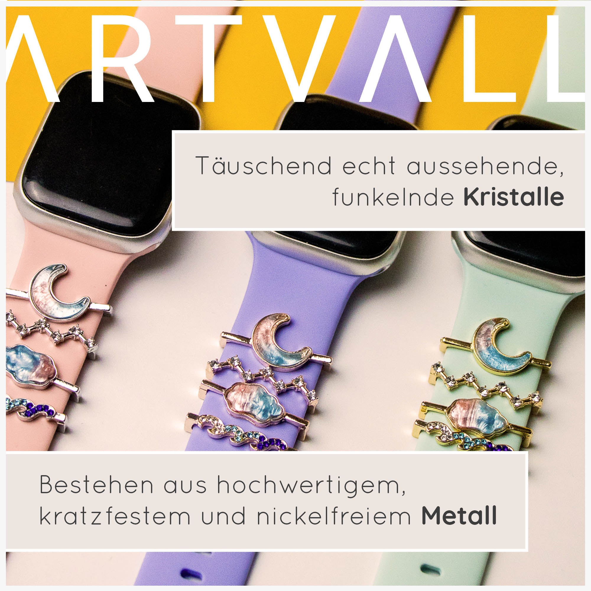 Apple Watch Charms Set verschiebbar Metall Anhänger Schmuckzubehör 