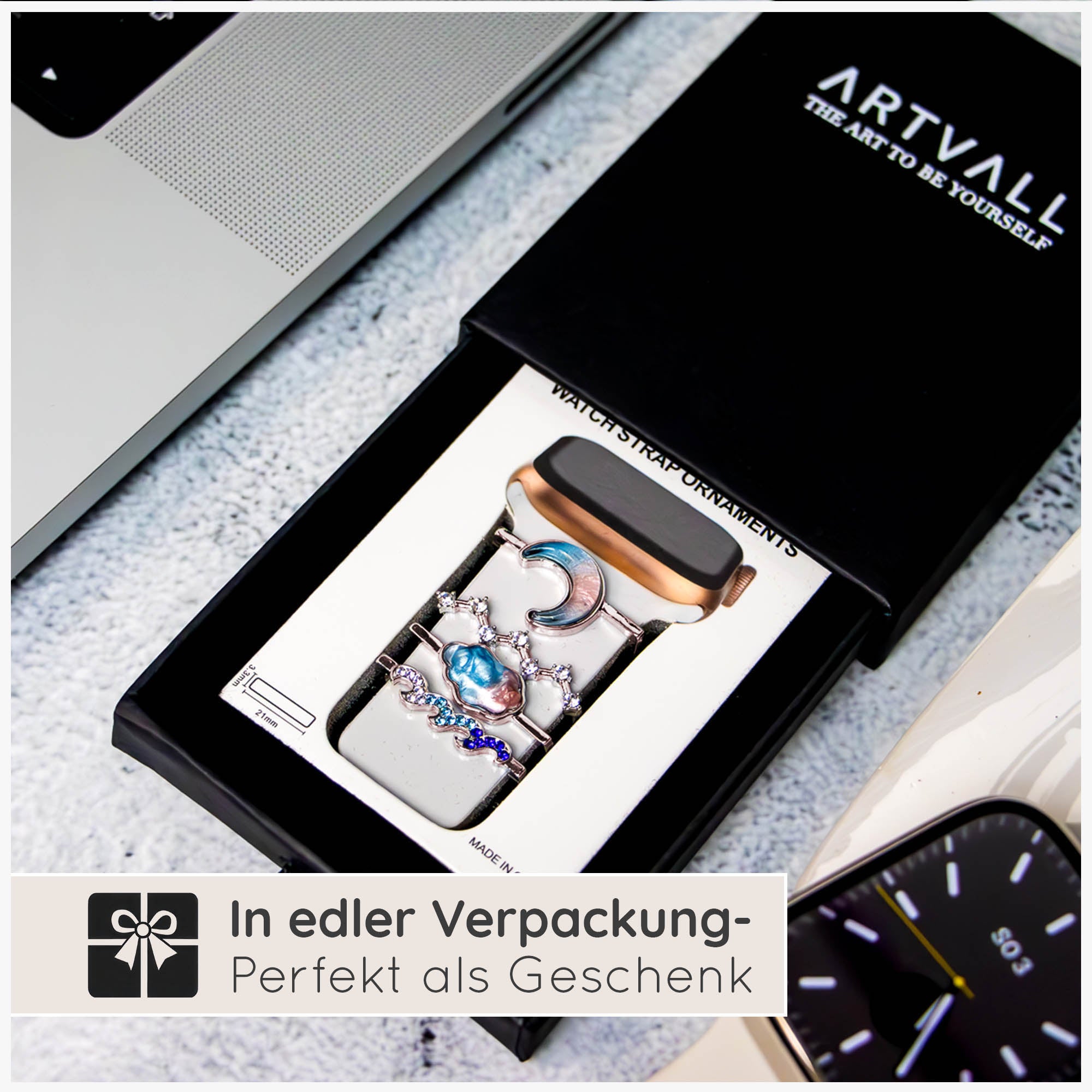 Apple Watch Charms Set verschiebbar Metall Anhänger Schmuckzubehör 