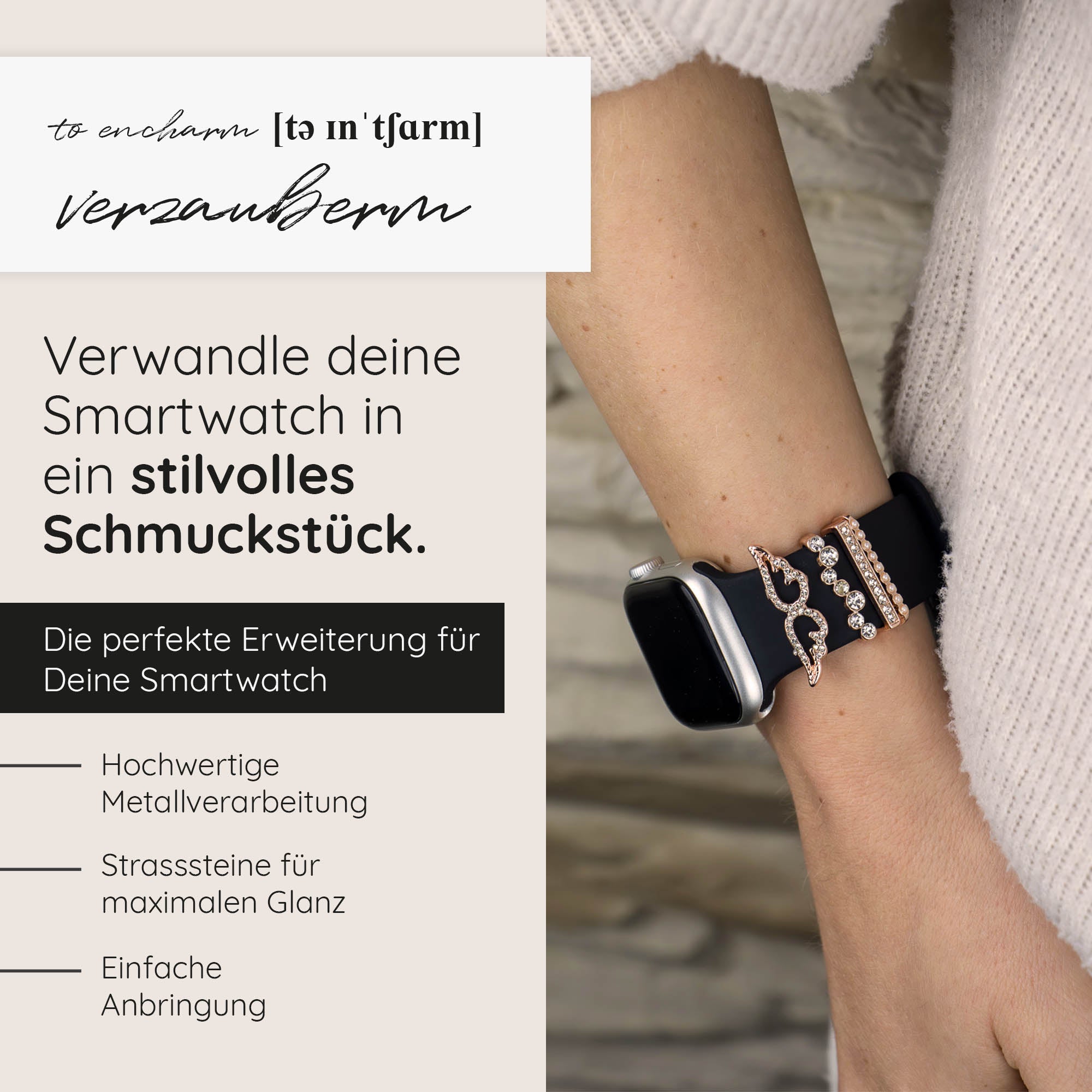 Apple Watch Charms Set verschiebbar Metall Anhänger Schmuckzubehör 
