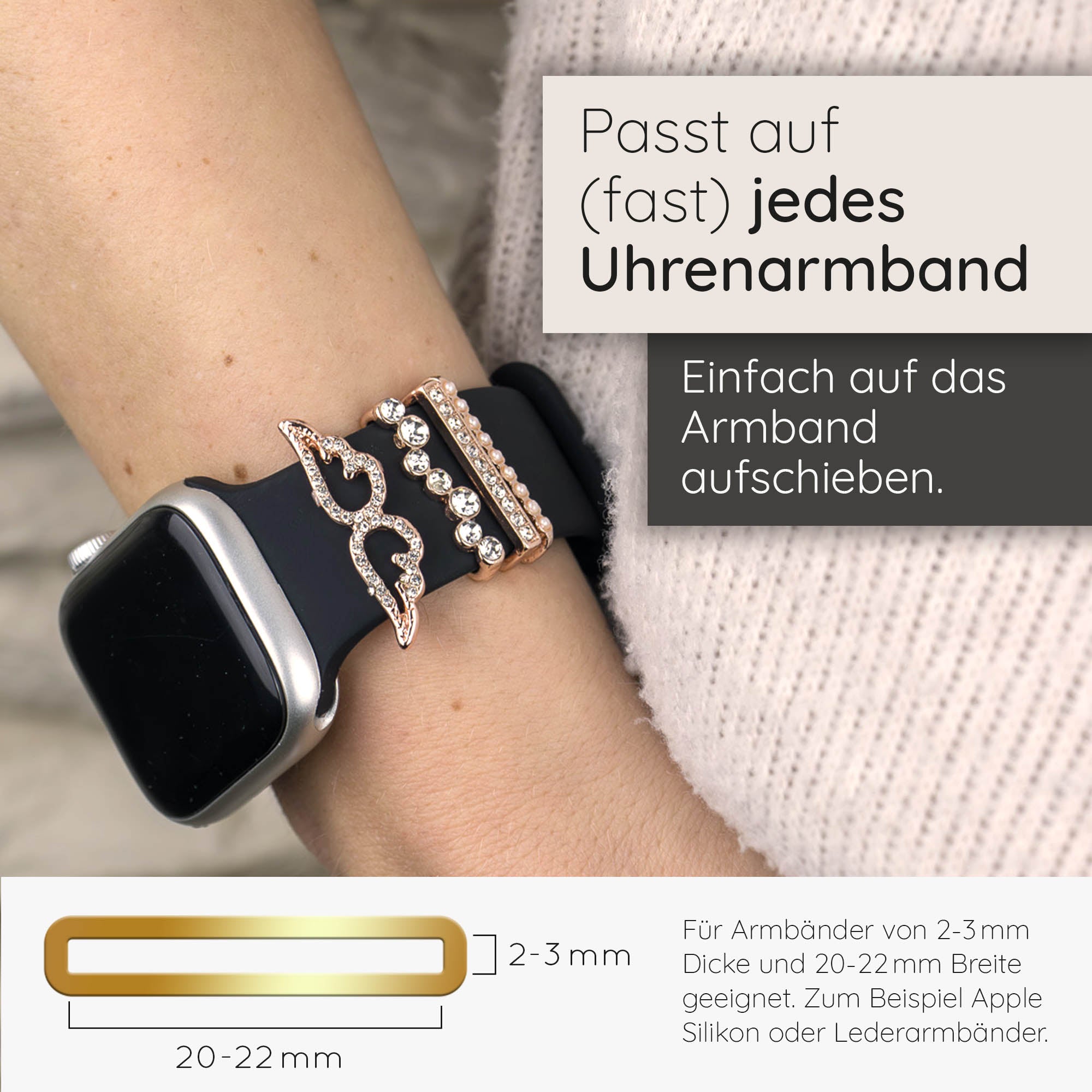 Apple Watch Charms Set verschiebbar Metall Anhänger Schmuckzubehör 