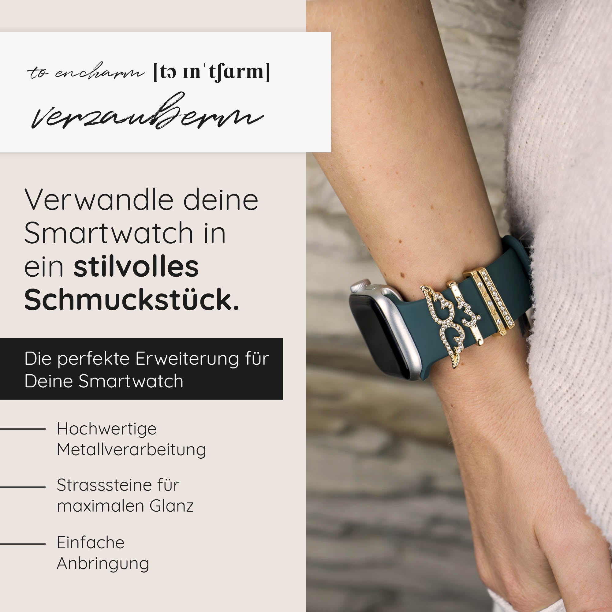 Apple Watch Charms Set verschiebbar Metall Anhänger Schmuckzubehör 