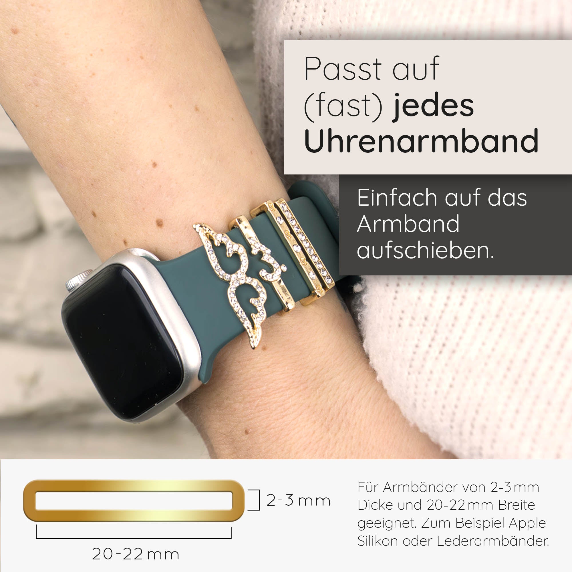 Apple Watch Charms Set verschiebbar Metall Anhänger Schmuckzubehör 