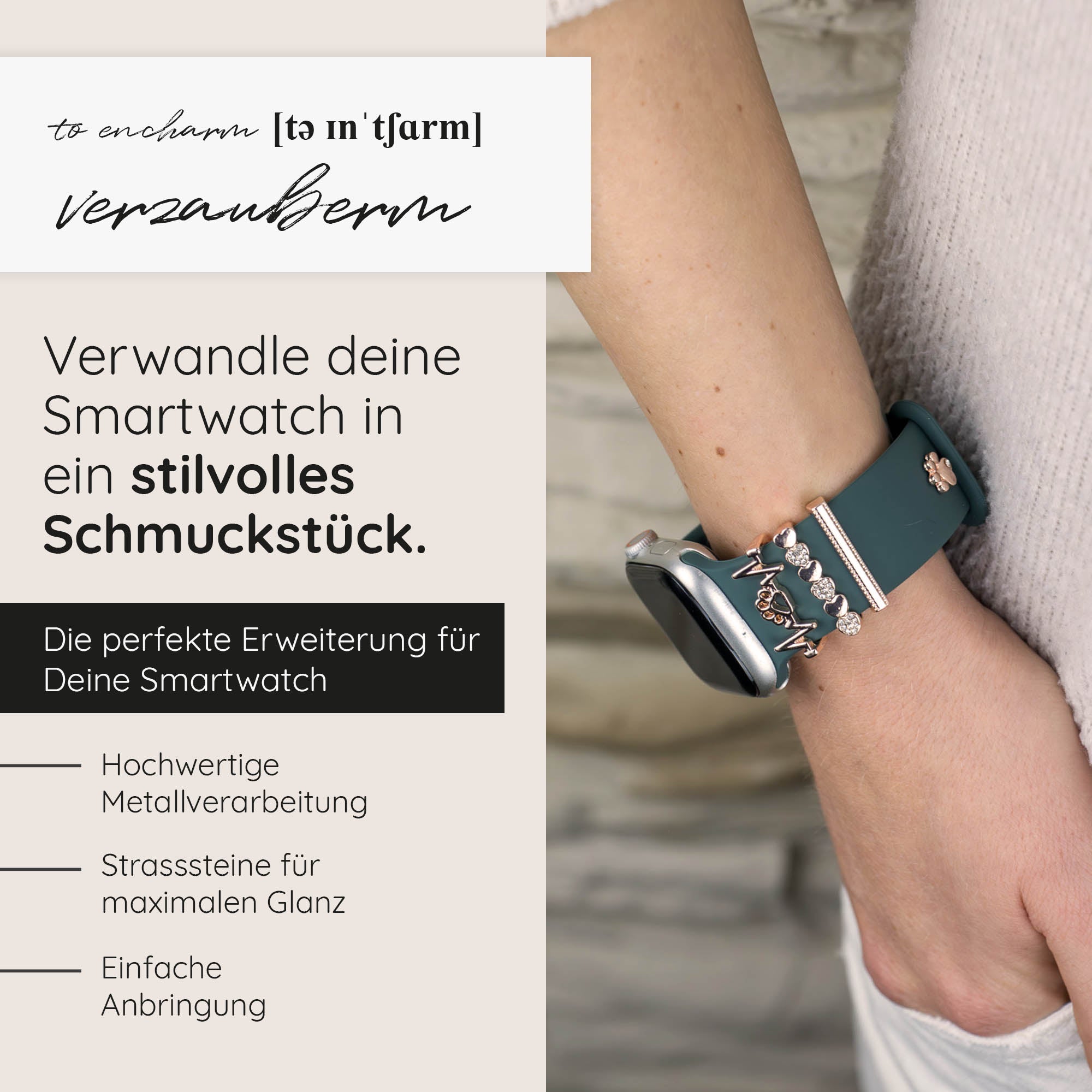 Apple Watch Charms Set verschiebbar Metall Anhänger Schmuckzubehör 