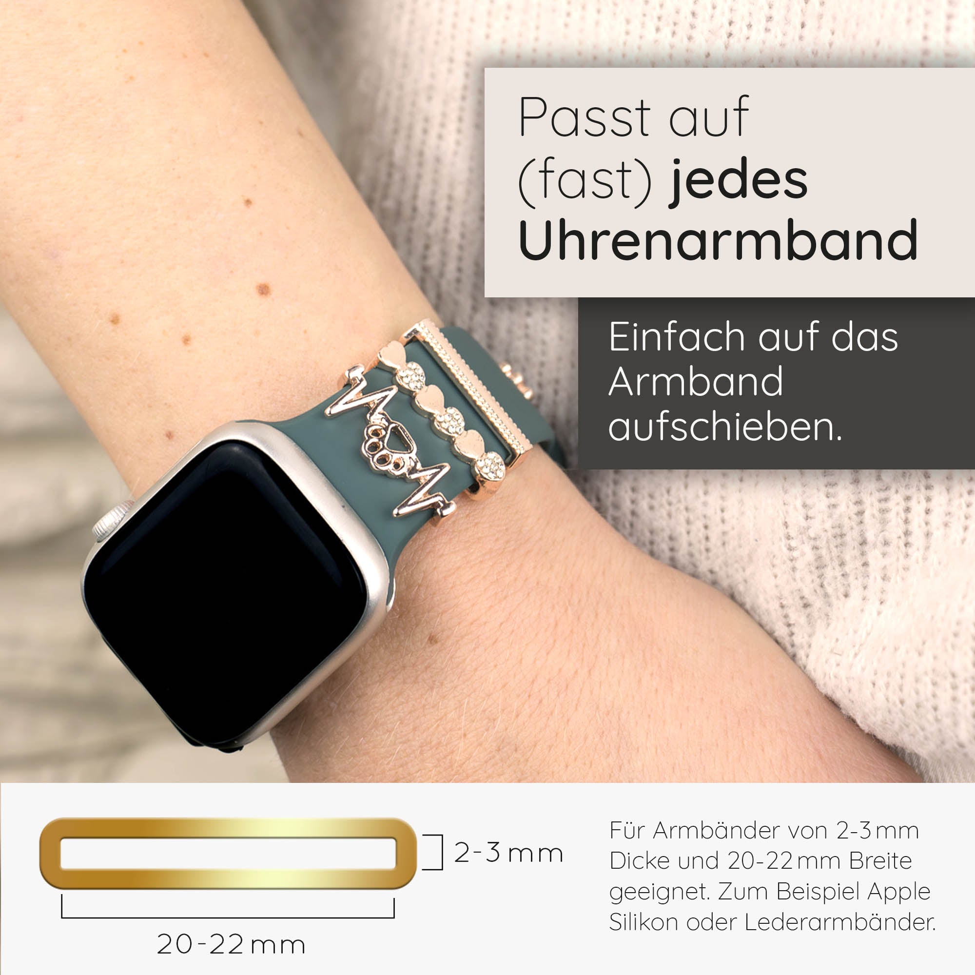 Apple Watch Charms Set verschiebbar Metall Anhänger Schmuckzubehör 