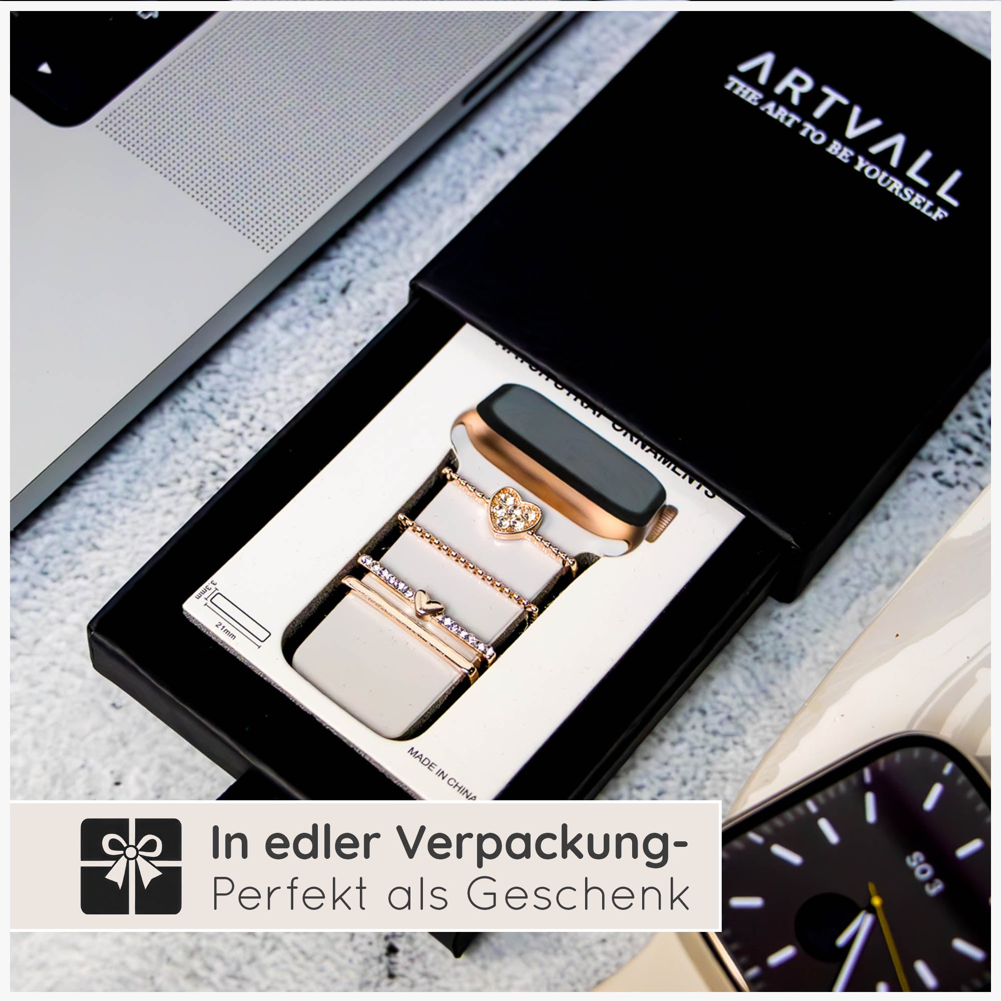 Apple Watch Charms Set verschiebbar Metall Anhänger Schmuckzubehör 