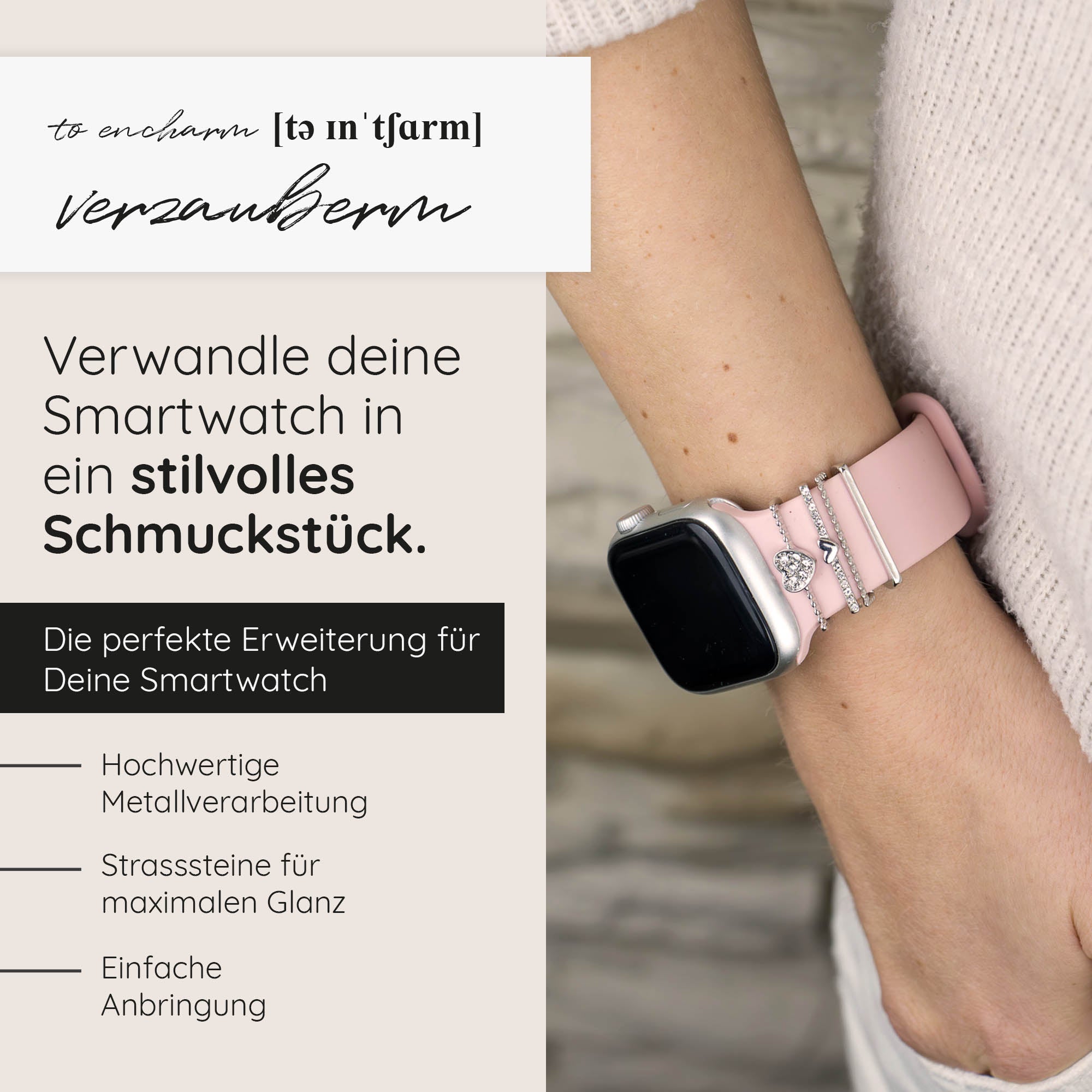 Apple Watch Charms Set verschiebbar Metall Anhänger Schmuckzubehör 