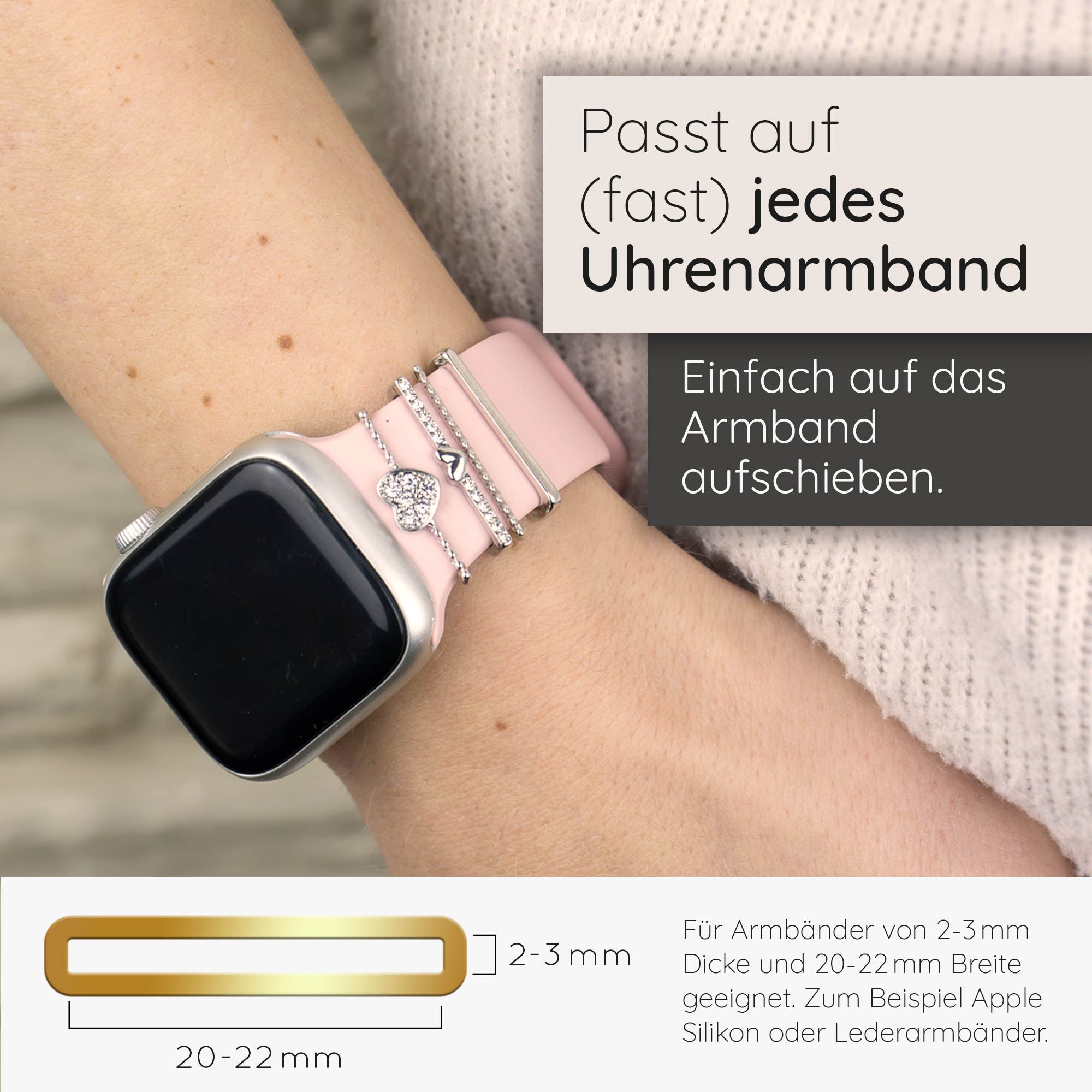 Apple Watch Charms Set verschiebbar Metall Anhänger Schmuckzubehör 