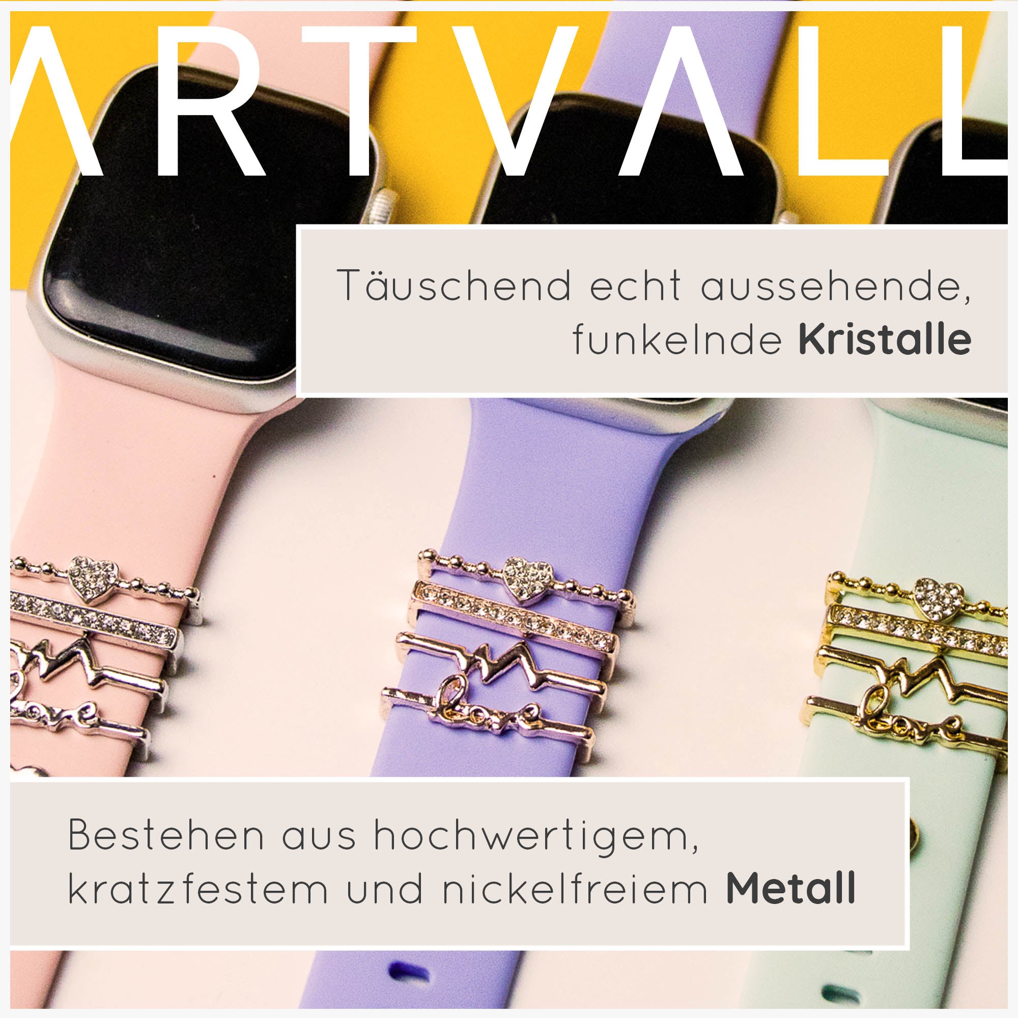 Apple Watch Charms Set verschiebbar Metall Anhänger Schmuckzubehör 