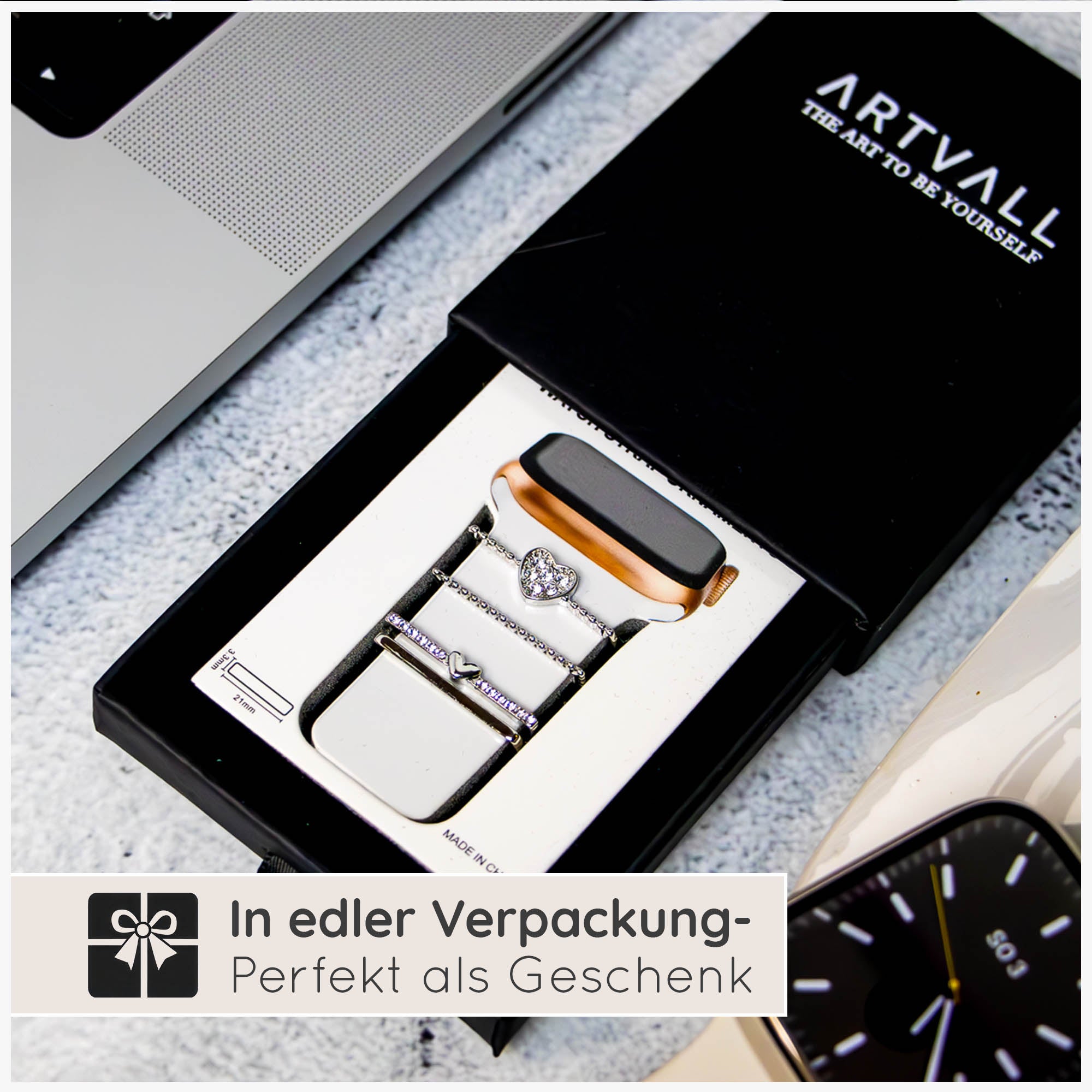 Apple Watch Charms Set verschiebbar Metall Anhänger Schmuckzubehör 