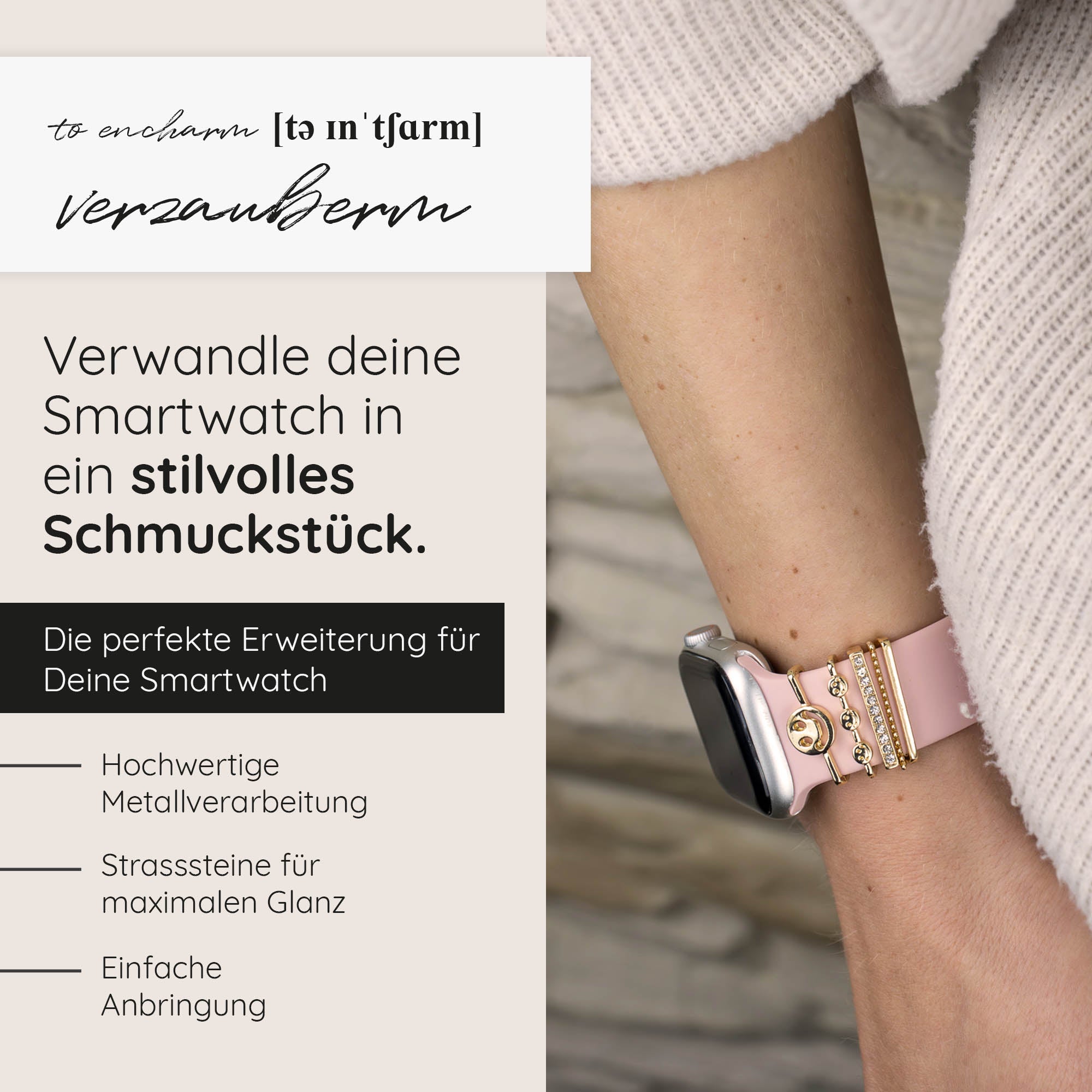 Apple Watch Charms Set verschiebbar Metall Anhänger Schmuckzubehör 