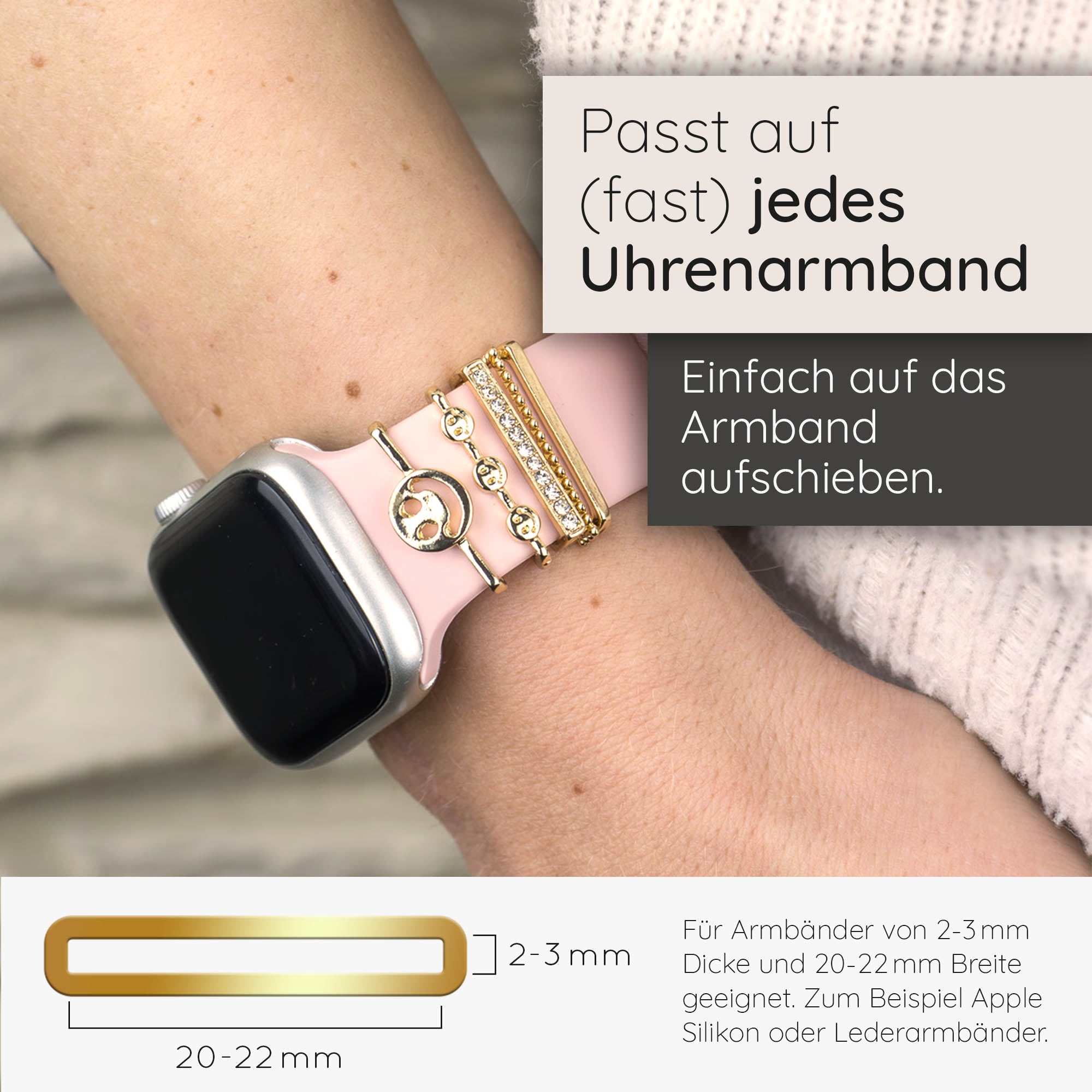 Apple Watch Charms Set verschiebbar Metall Anhänger Schmuckzubehör 