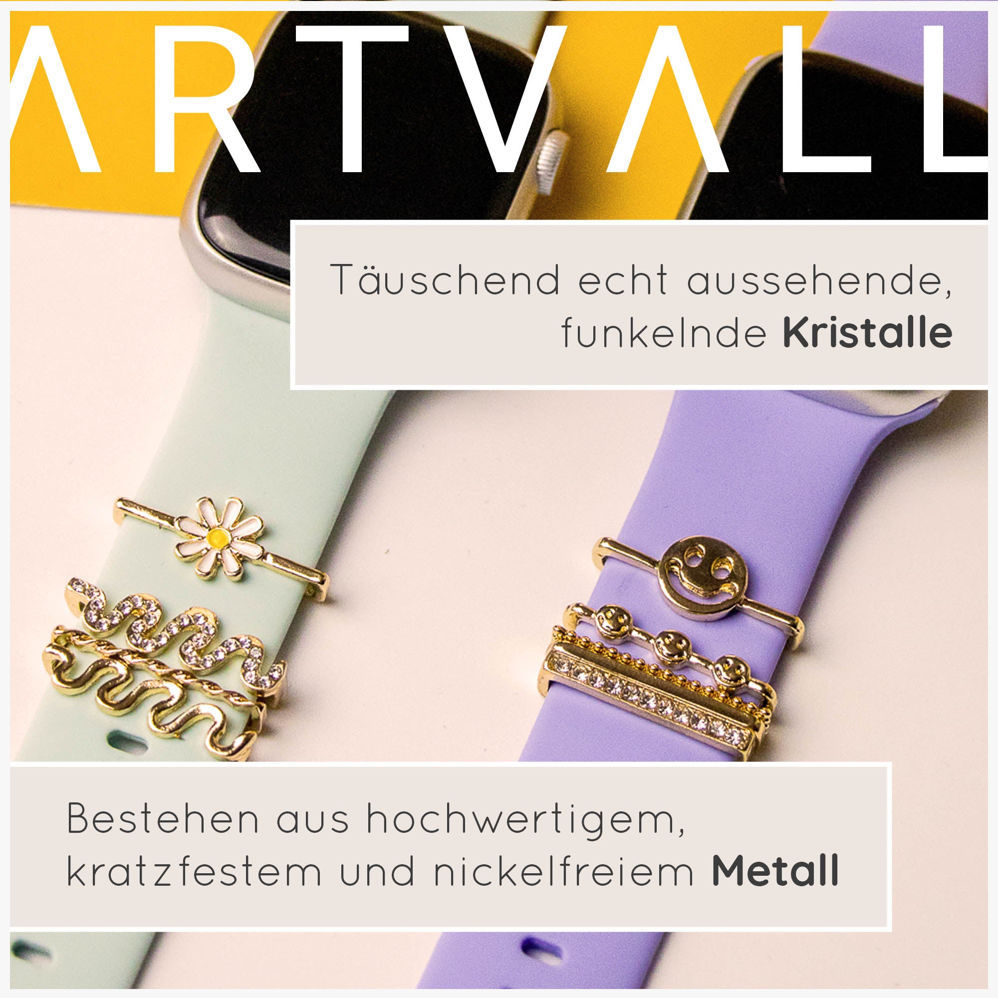 Apple Watch Charms Set verschiebbar Metall Anhänger Schmuckzubehör 