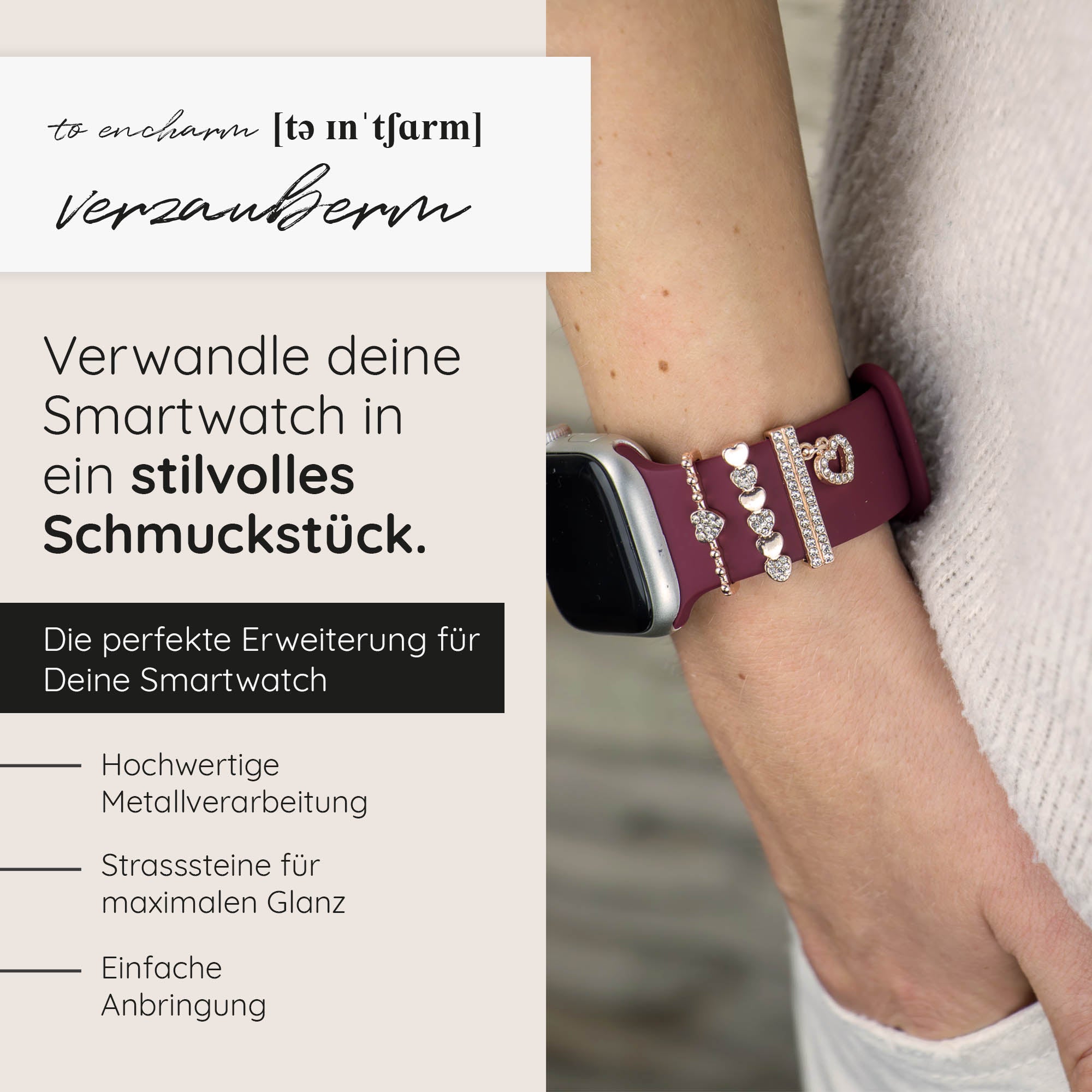 Apple Watch Charms Set verschiebbar Metall Anhänger Schmuckzubehör 