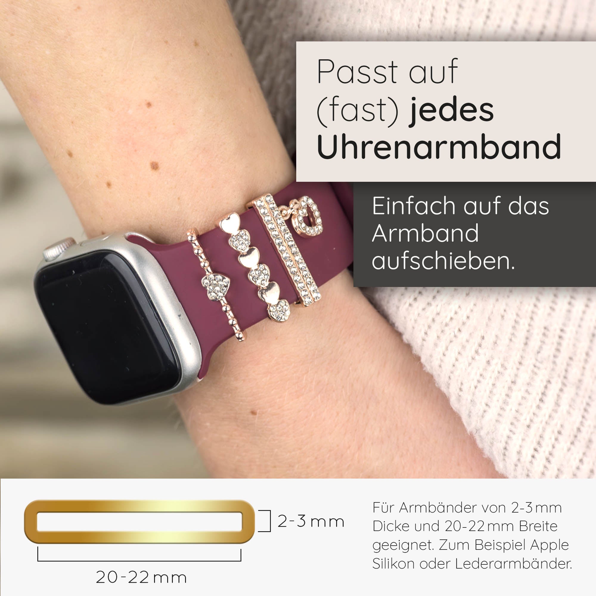 Apple Watch Charms Set verschiebbar Metall Anhänger Schmuckzubehör 