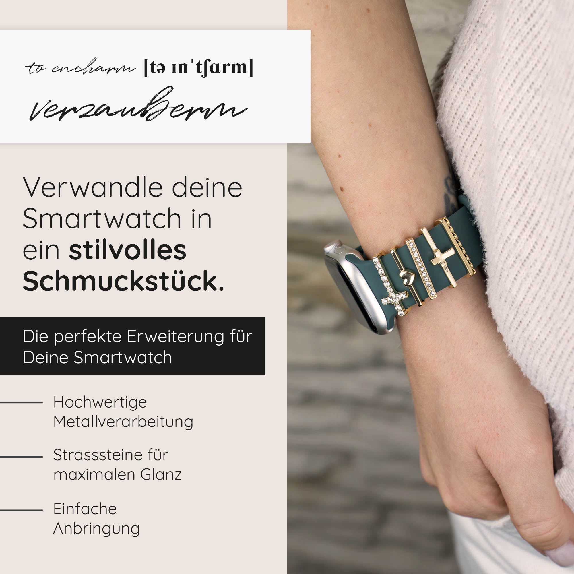 Apple Watch Charms Set verschiebbar Metall Anhänger Schmuckzubehör 