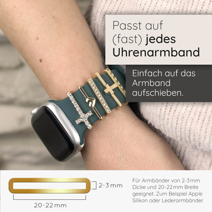 Apple Watch Charms Set verschiebbar Metall Anhänger Schmuckzubehör 