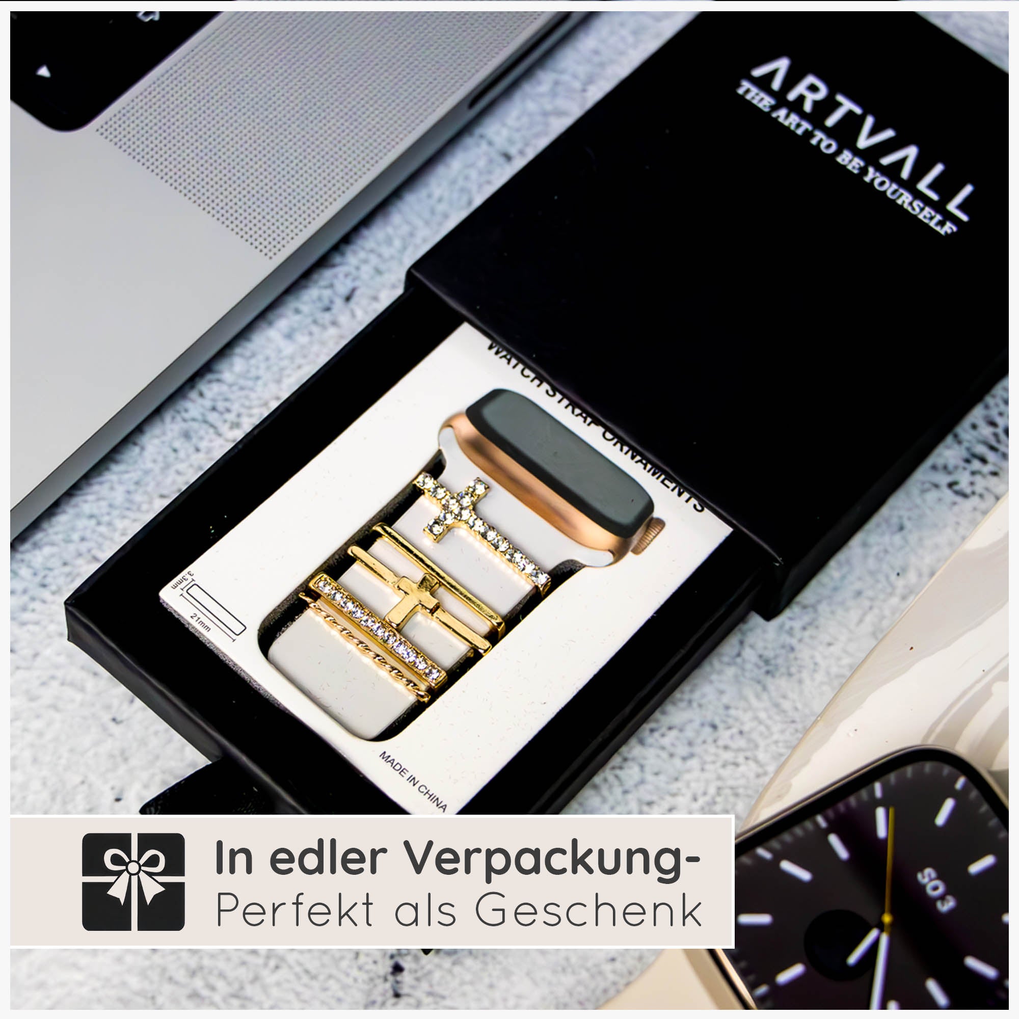 Apple Watch Charms Set verschiebbar Metall Anhänger Schmuckzubehör 
