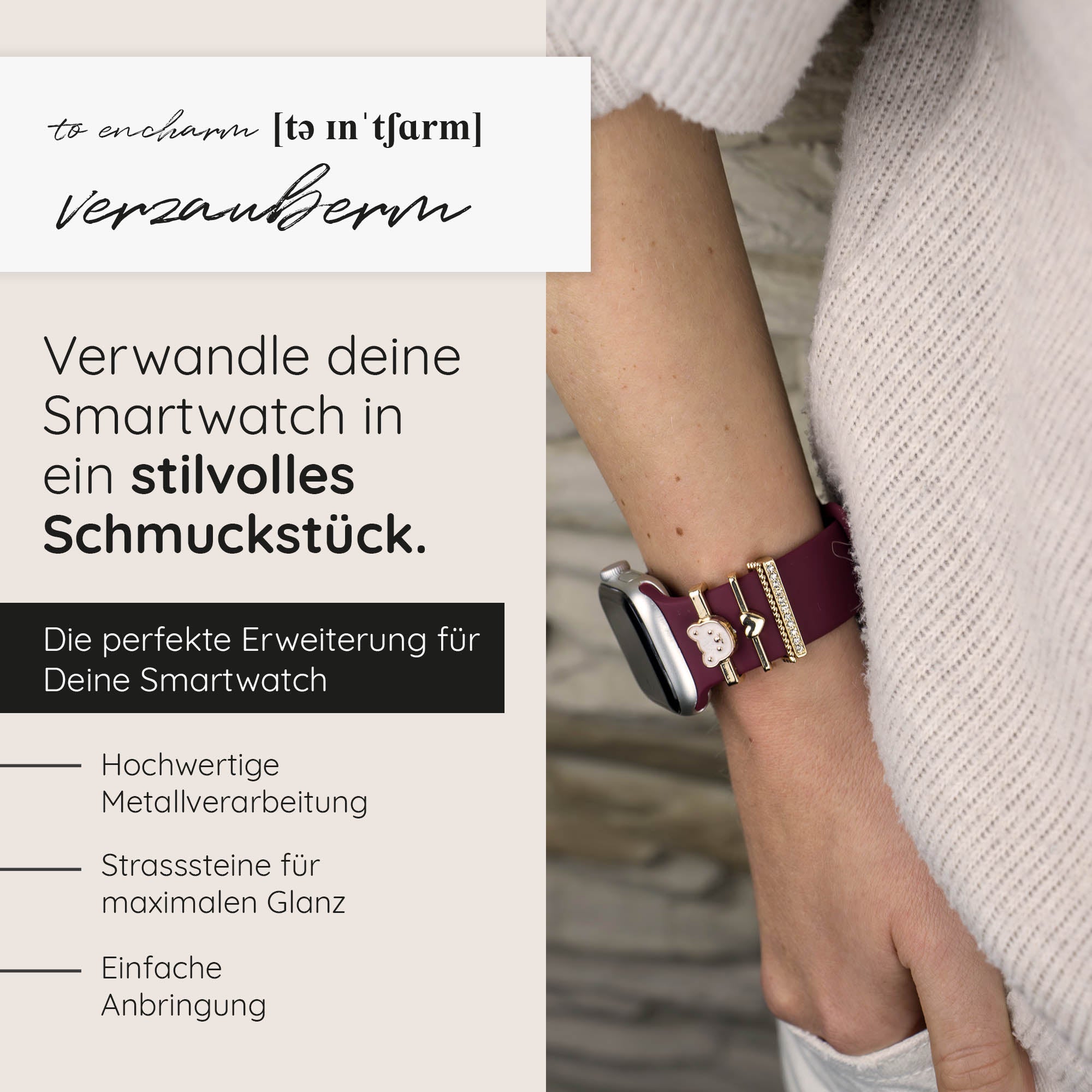 Apple Watch Charms Set verschiebbar Metall Anhänger Schmuckzubehör 