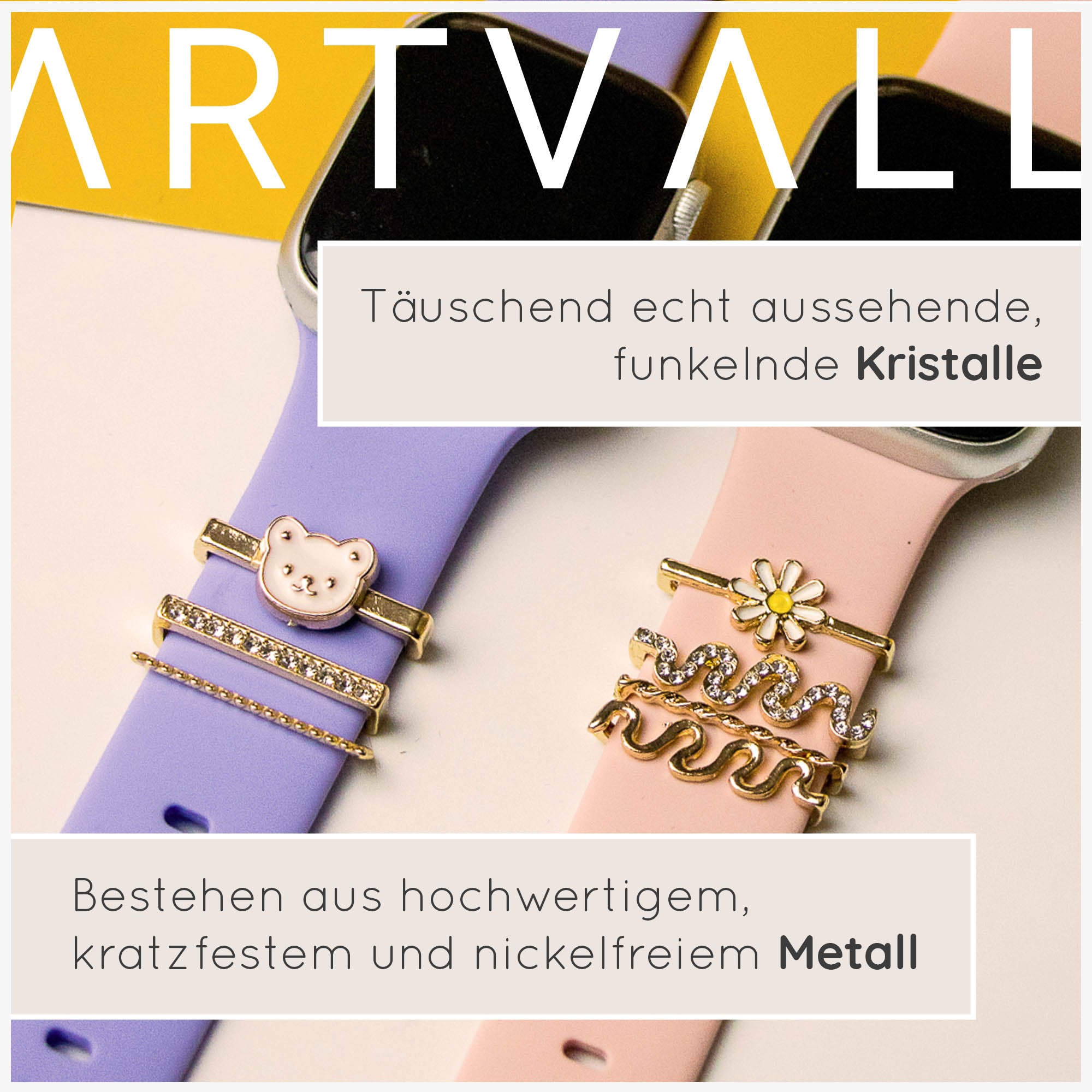 Apple Watch Charms Set verschiebbar Metall Anhänger Schmuckzubehör 