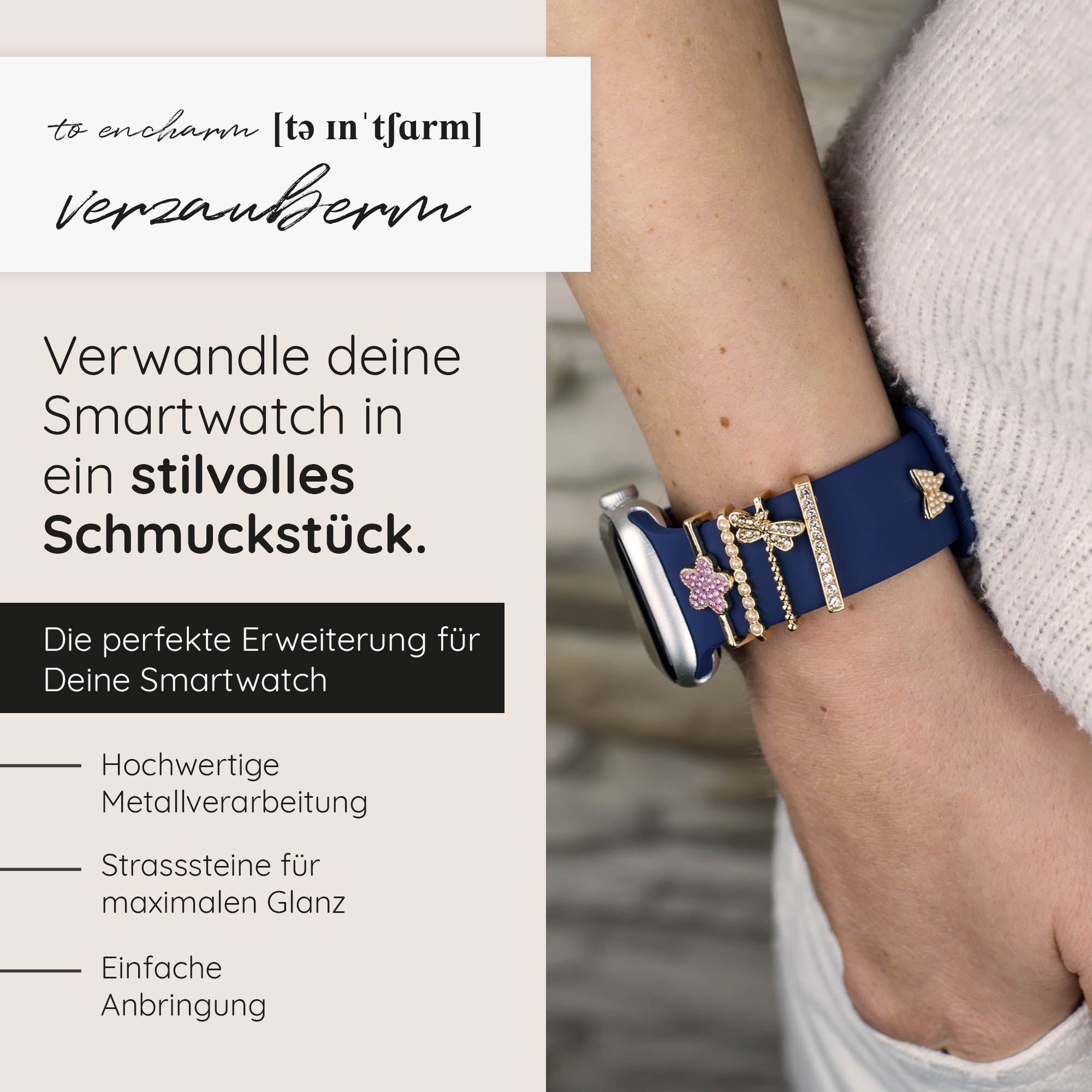 Apple Watch Charms Set verschiebbar Metall Anhänger Schmuckzubehör 