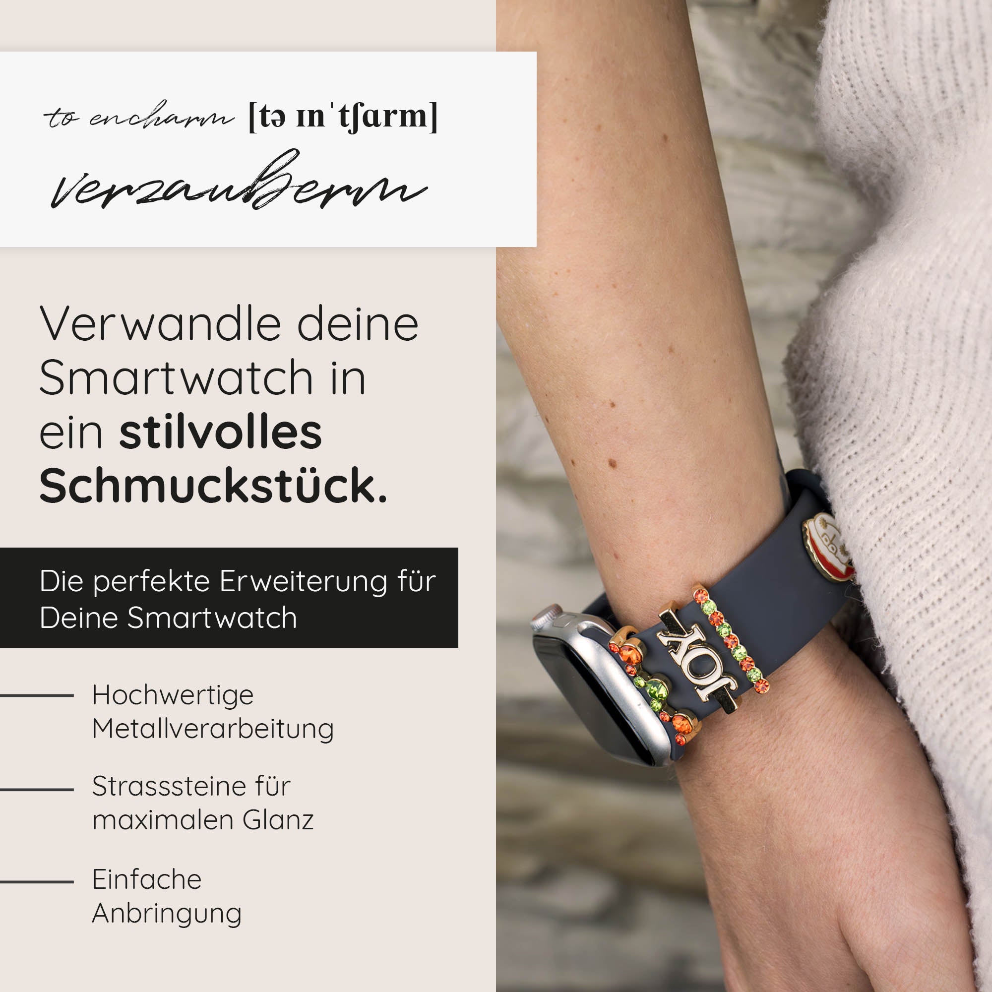 Apple Watch Charms Set verschiebbar Metall Anhänger Schmuckzubehör 