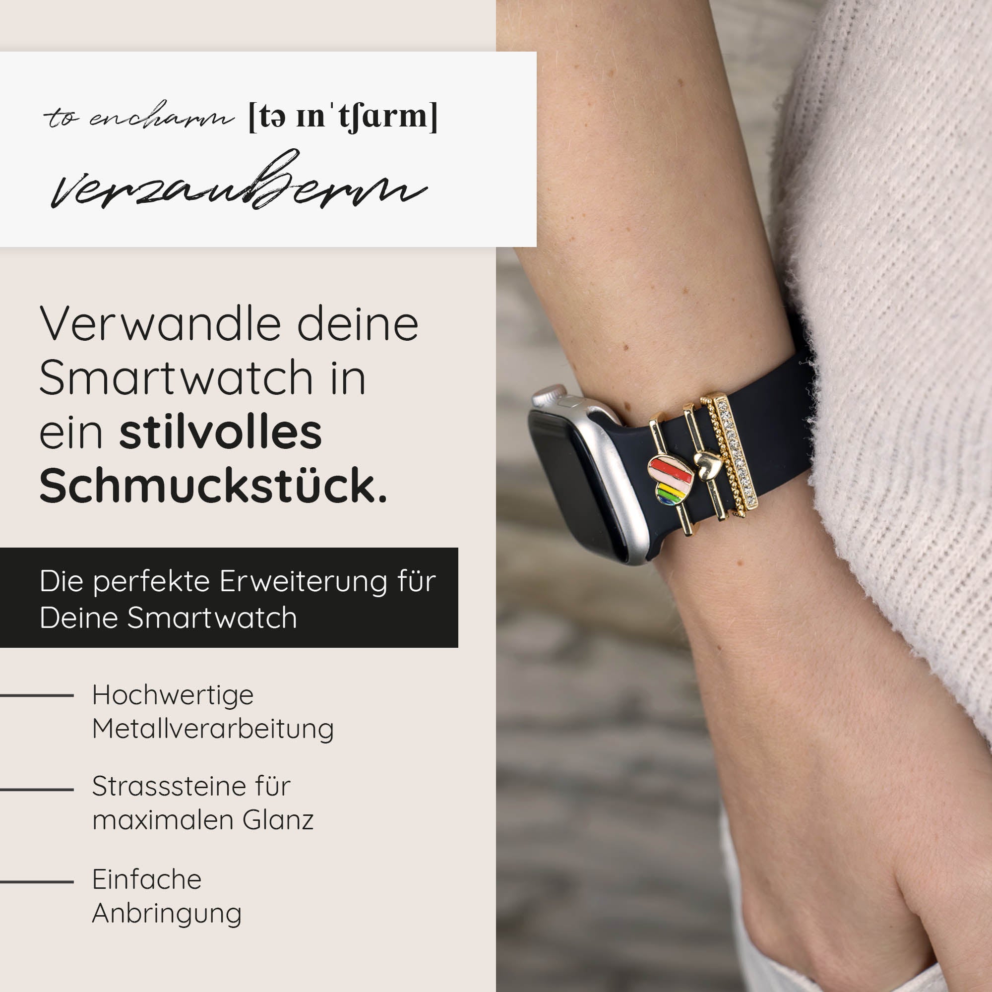 Apple Watch Charms Set verschiebbar Metall Anhänger Schmuckzubehör 