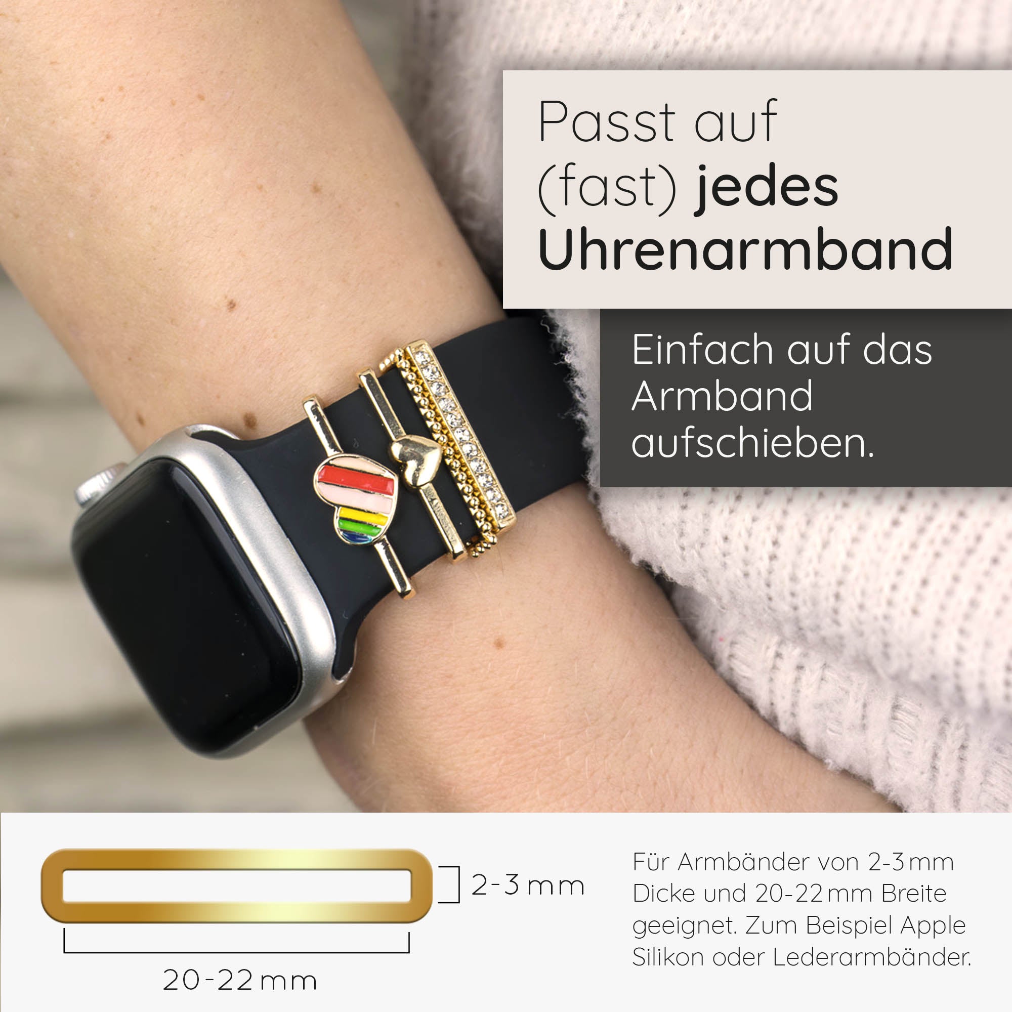 Apple Watch Charms Set verschiebbar Metall Anhänger Schmuckzubehör 