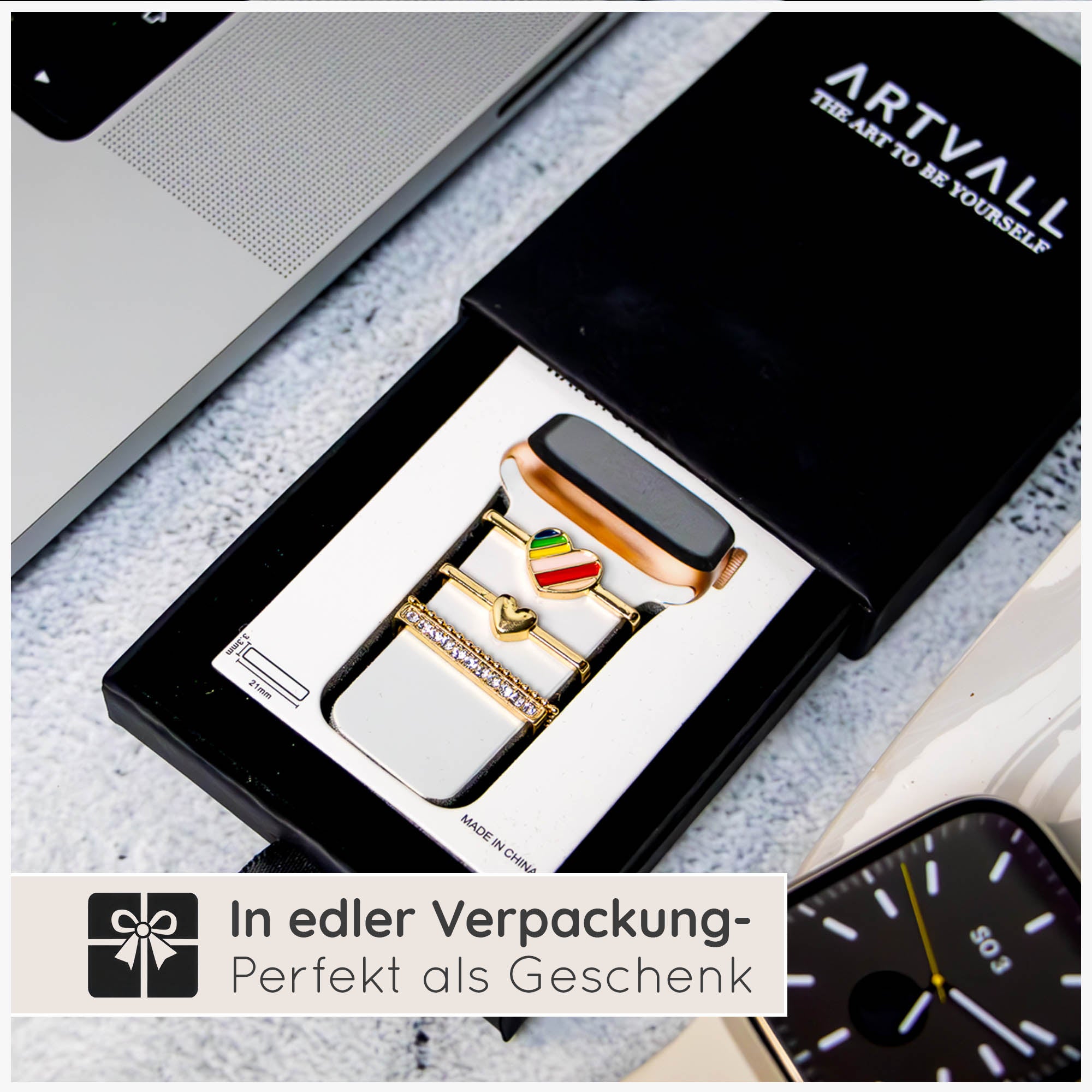 Apple Watch Charms Set verschiebbar Metall Anhänger Schmuckzubehör 