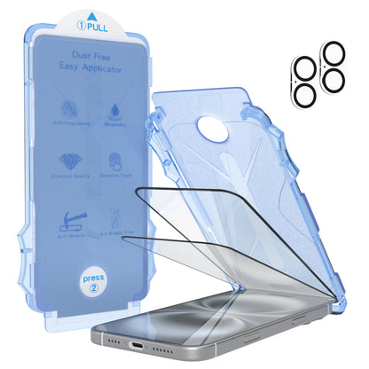 iPhone 16 Plus 2er Set Glasfolie + Installationsrahmen