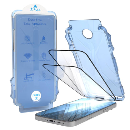 iPhone 16 Pro Max Glasfolie Set mit Installationsrahmen und Kameraschutz