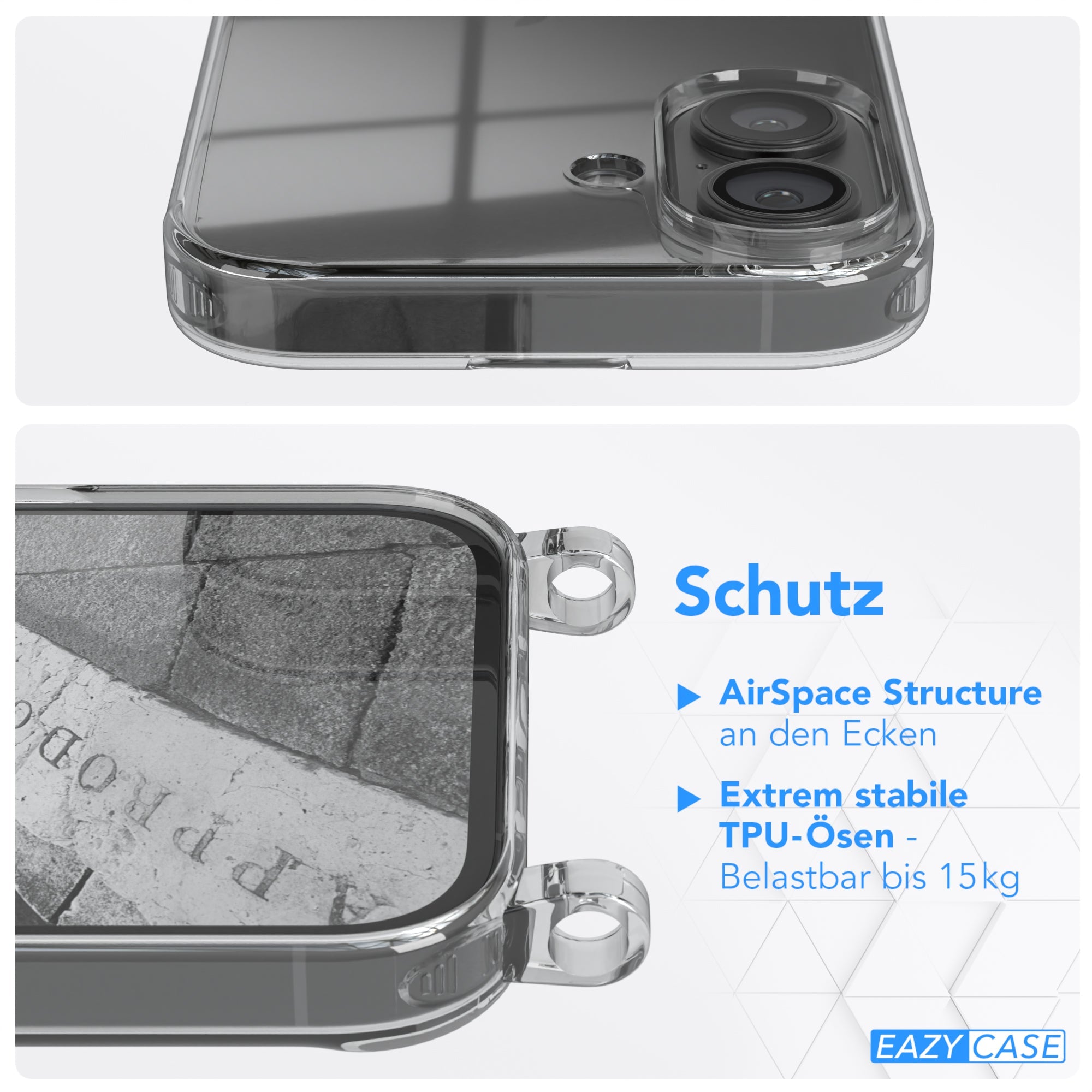 iPhone 16 transparente Hülle + Kordel