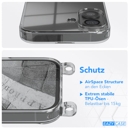 iPhone 16 transparente Hülle + Kordel