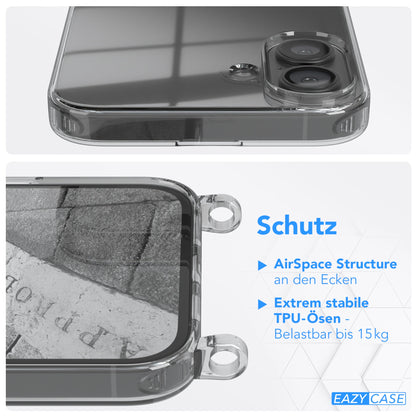 iPhone 16 Plus transparente Hülle + Kordel