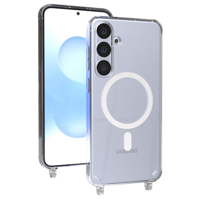 Samsung Galaxy S25 Plus transparente Handyhülle mit MagSafe und Befestigungsösen für Handyketten