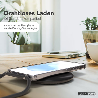 Samsung Galaxy S25 Plus transparente Handyhülle mit MagSafe und Befestigungsösen für Handyketten