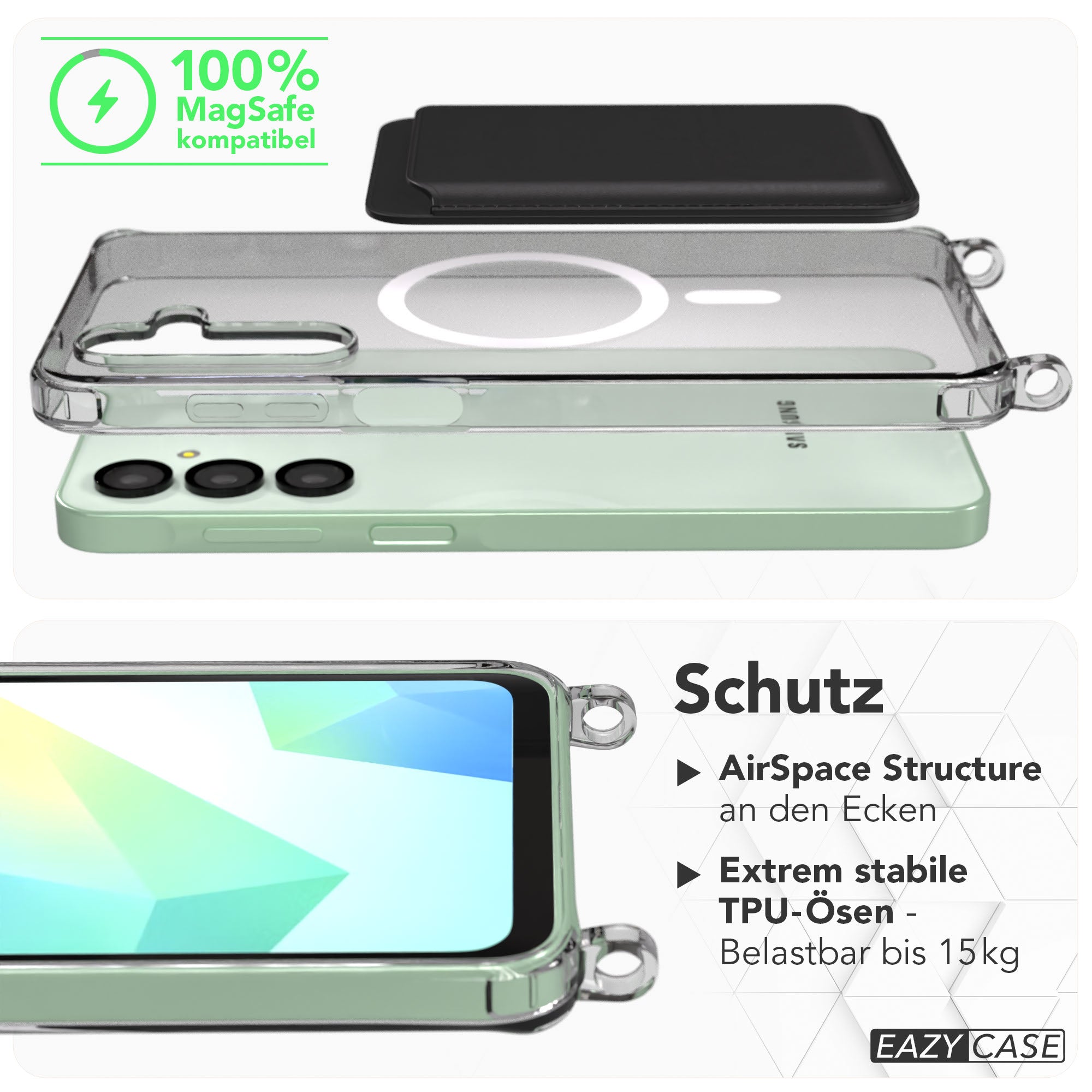 Samsung Galaxy A16 Schutzhülle MagSafe Handyketten Befestigungsösen TPU transparent
