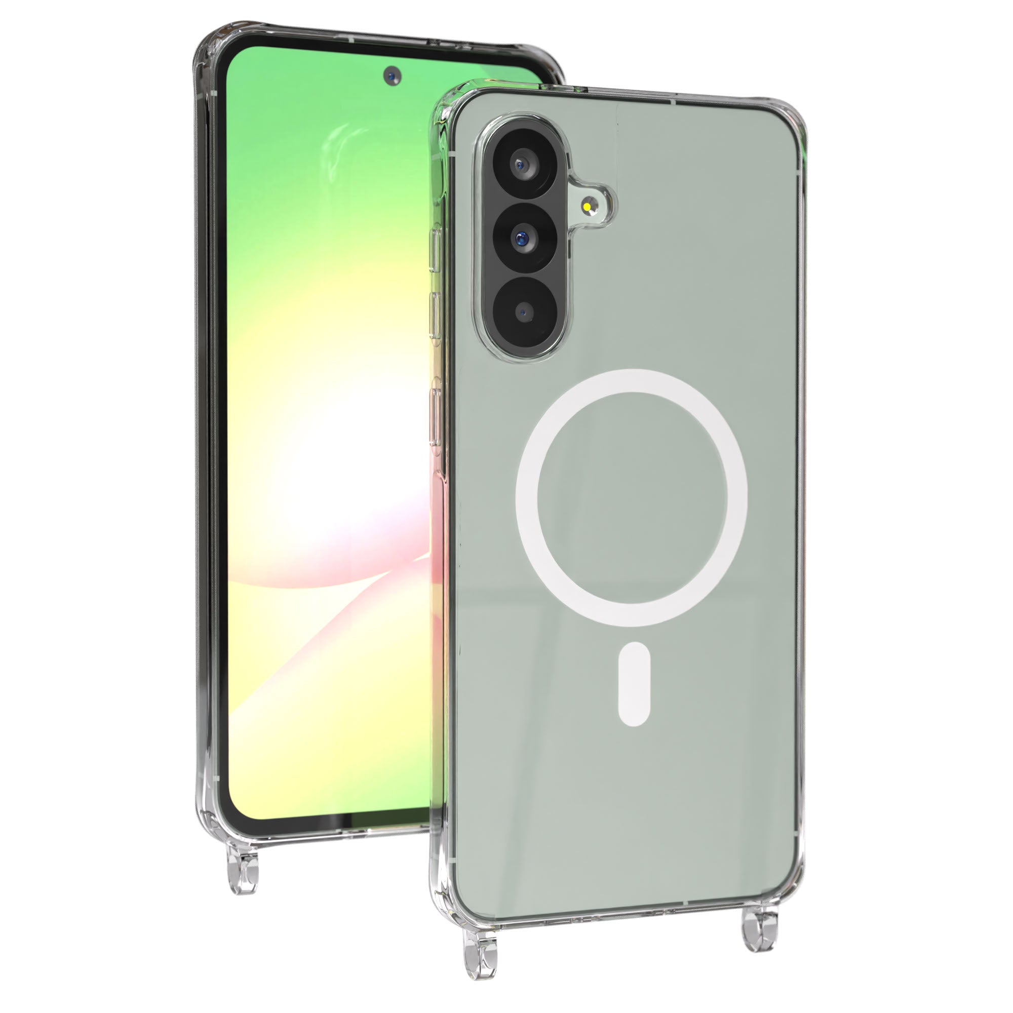 Samsung Galaxy A56 transparente Schutzhülle mit MagSafe Magnetring und Handyketten Ösen
