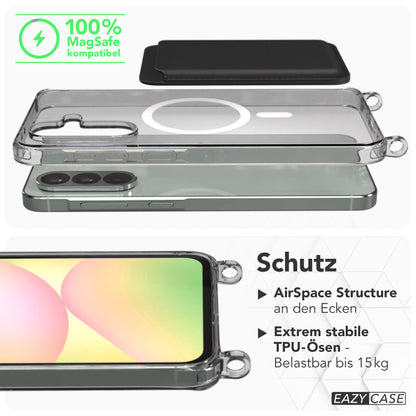 Samsung Galaxy A56 transparente Schutzhülle mit MagSafe Magnetring und Handyketten Ösen