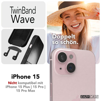 iPhone 15 2in1 Handykette mit abnehmbarem Band und Silikonhülle 