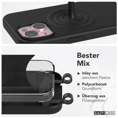 iPhone 15 2in1 Handykette mit abnehmbarem Band und Silikonhülle 