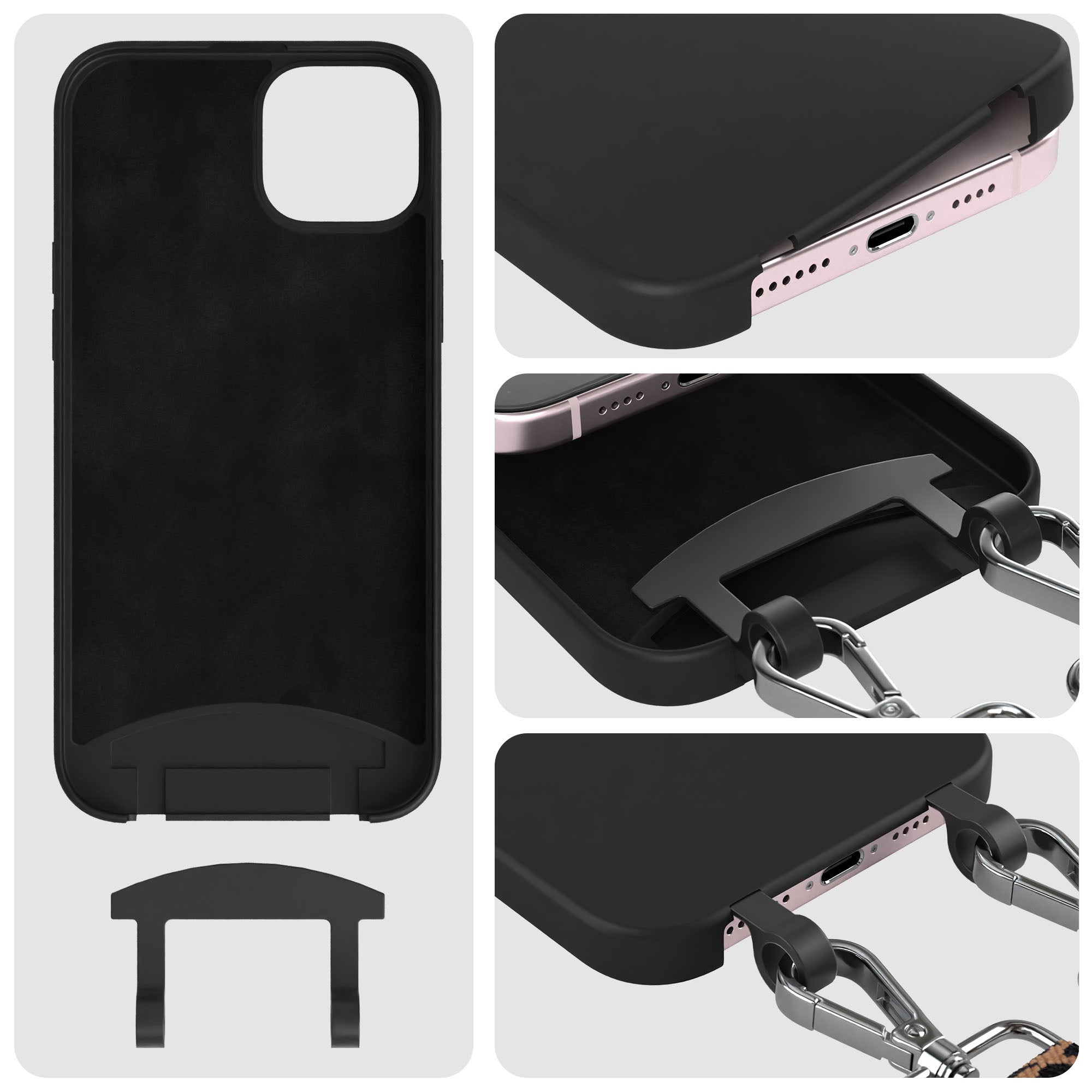 iPhone 15 Plus 2in1 Handykette mit abnehmbarer Silikonhülle 