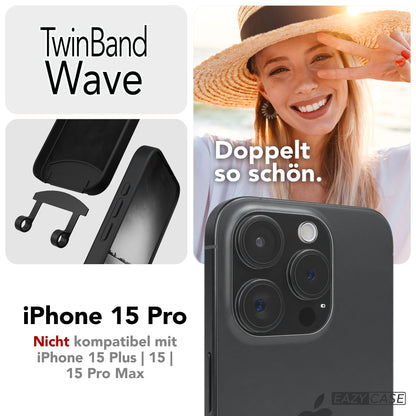 iPhone 15 Pro 2in1 Handykette mit abnehmbarer Silikonhülle und Boho Band 