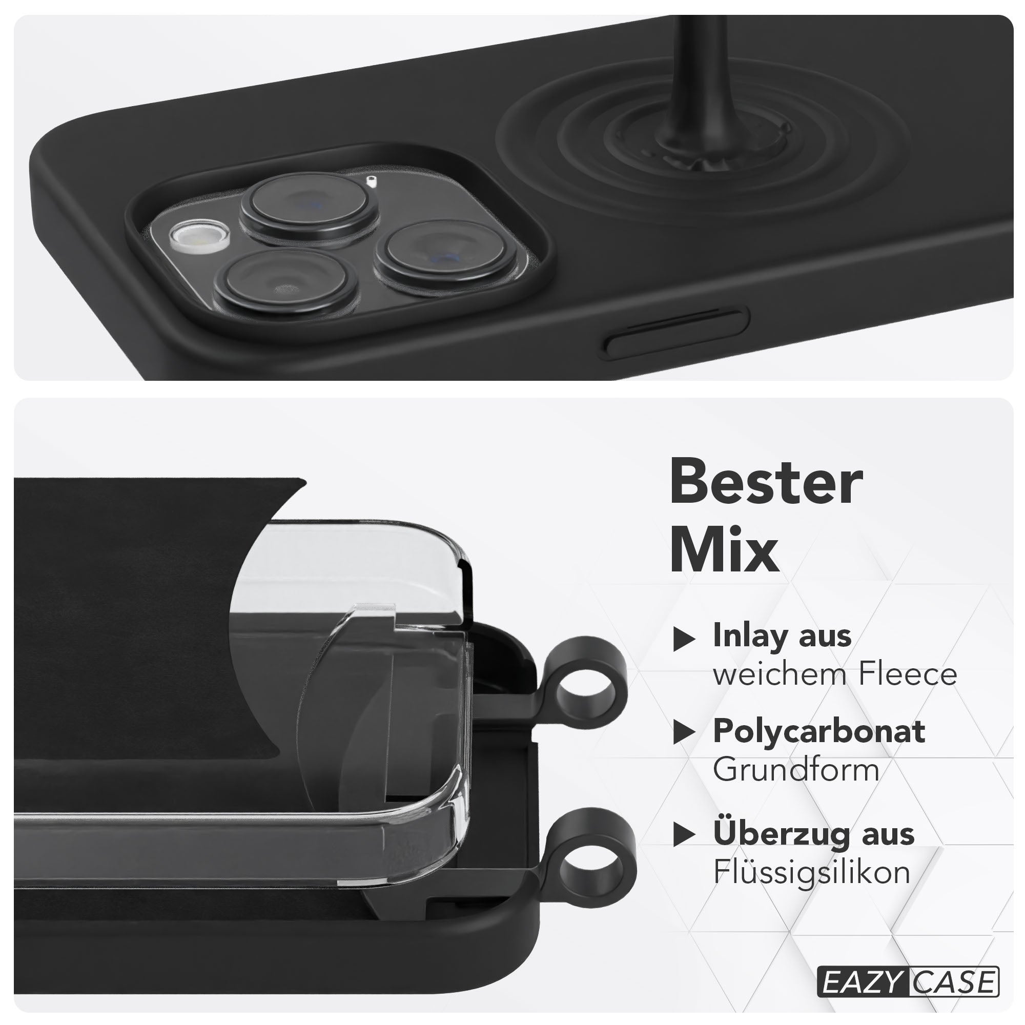 iPhone 15 Pro 2in1 Handykette mit abnehmbarer Silikonhülle und Boho Band 