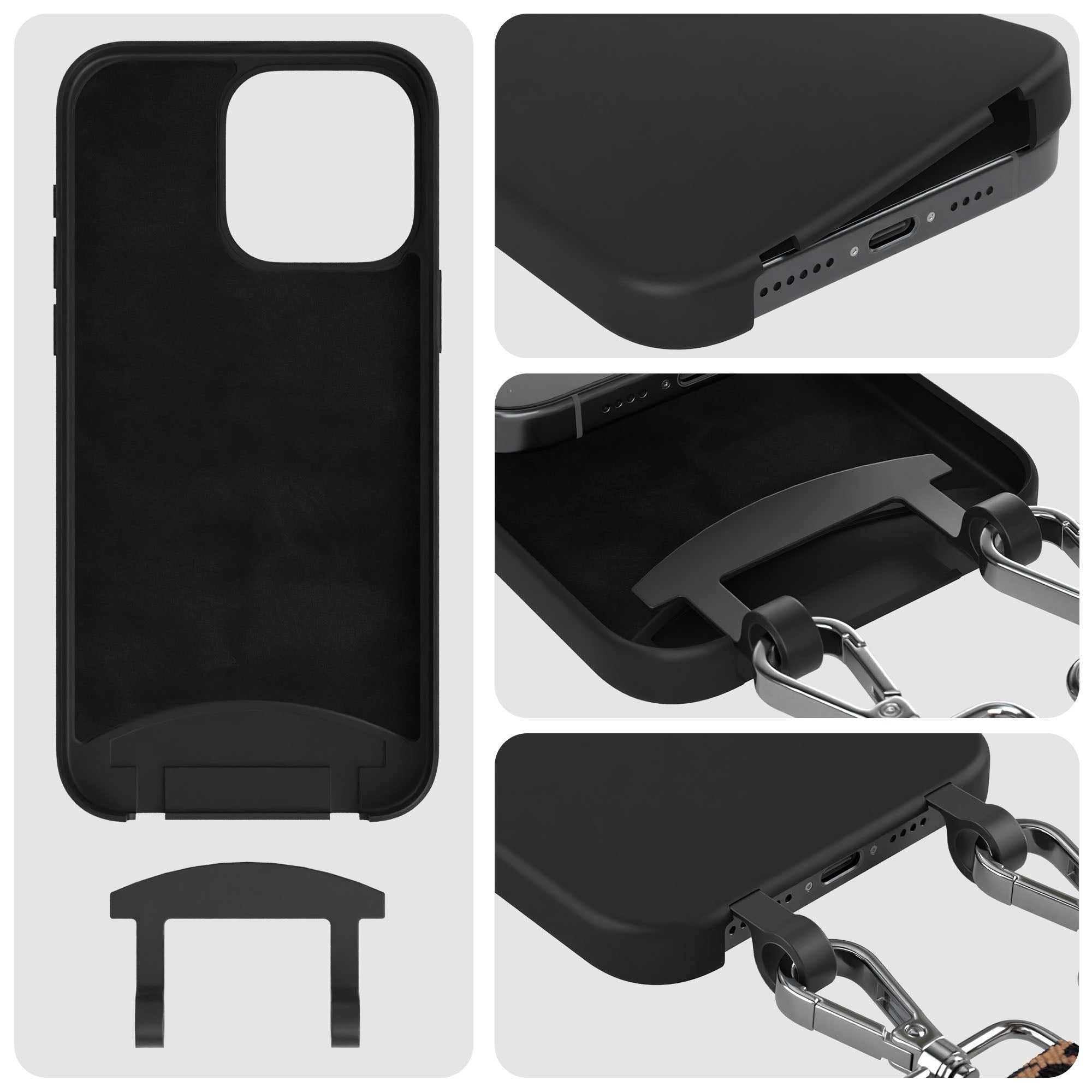 iPhone 15 Pro Max 2in1 Handykette mit abnehmbarem Boho Band Silikon 