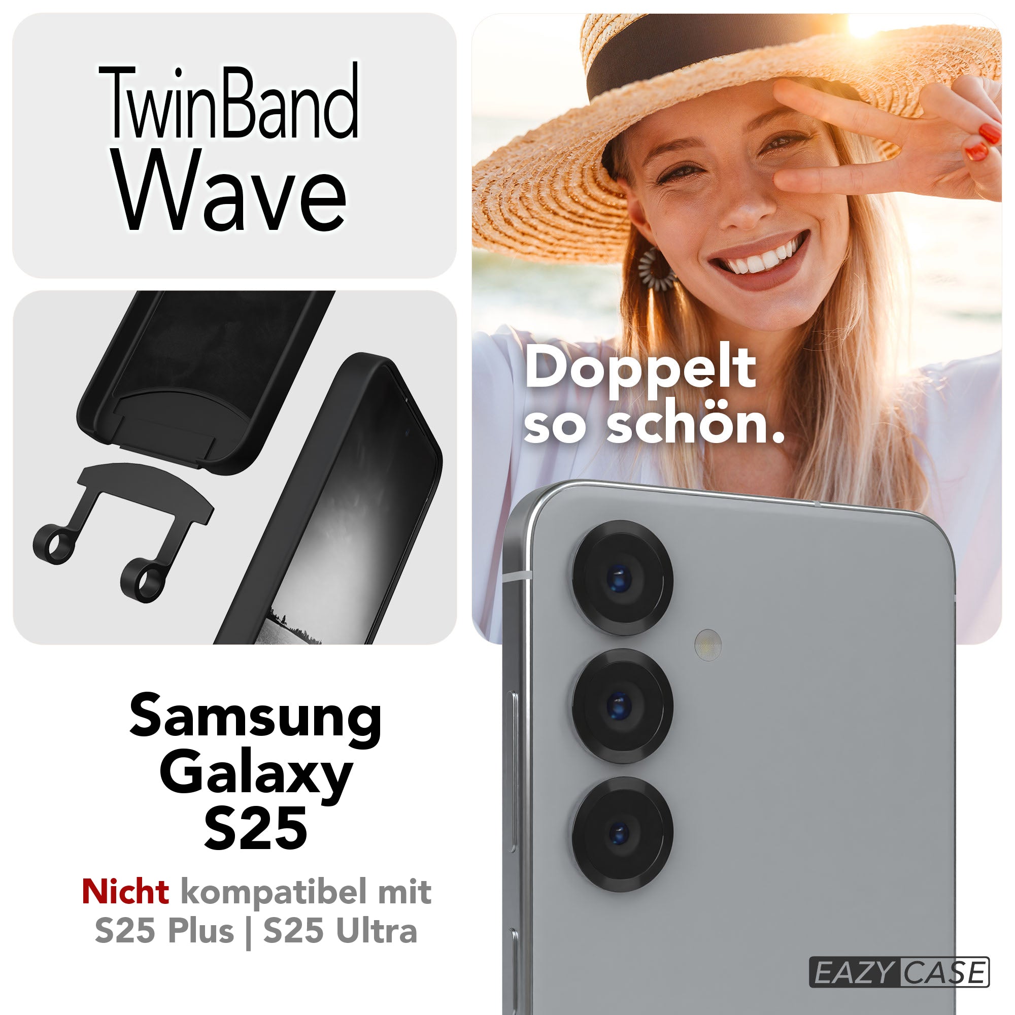 Samsung Galaxy S25 2in1 Handykette mit abnehmbarem Umhängeband Silikon Schutzhülle 