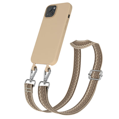 iPhone 15 2in1 Handykette mit abnehmbarem Band und Silikonhülle 