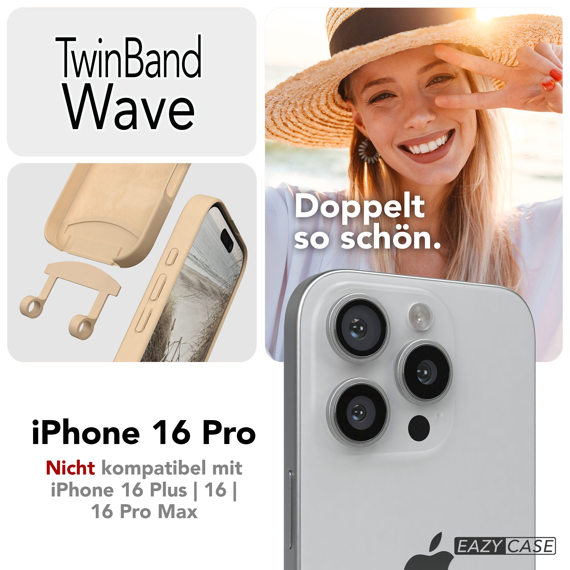 Apple iPhone 16 Pro 2in1 Handykette mit abnehmbarer Kordel Silikon 