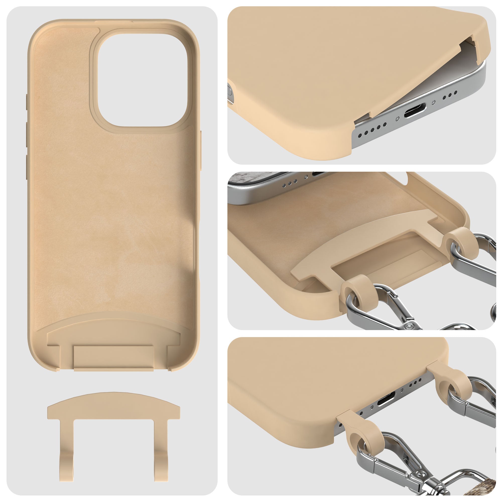 Apple iPhone 16 Pro 2in1 Handykette mit abnehmbarer Kordel Silikon 